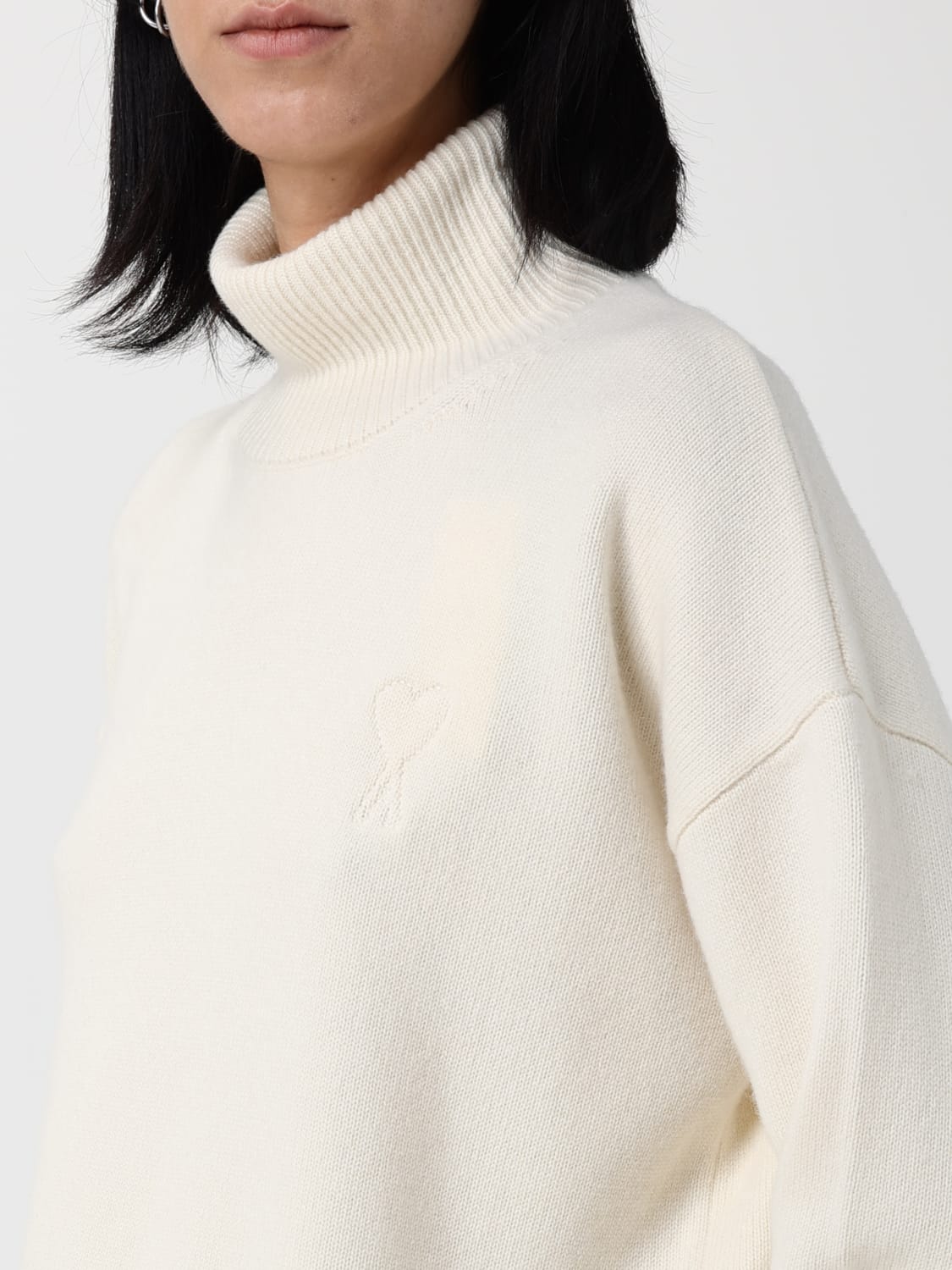 AMI PARIS MAGLIA: Maglia a dolcevita in lana e cashmere Ami Paris, Bianco - Img 4