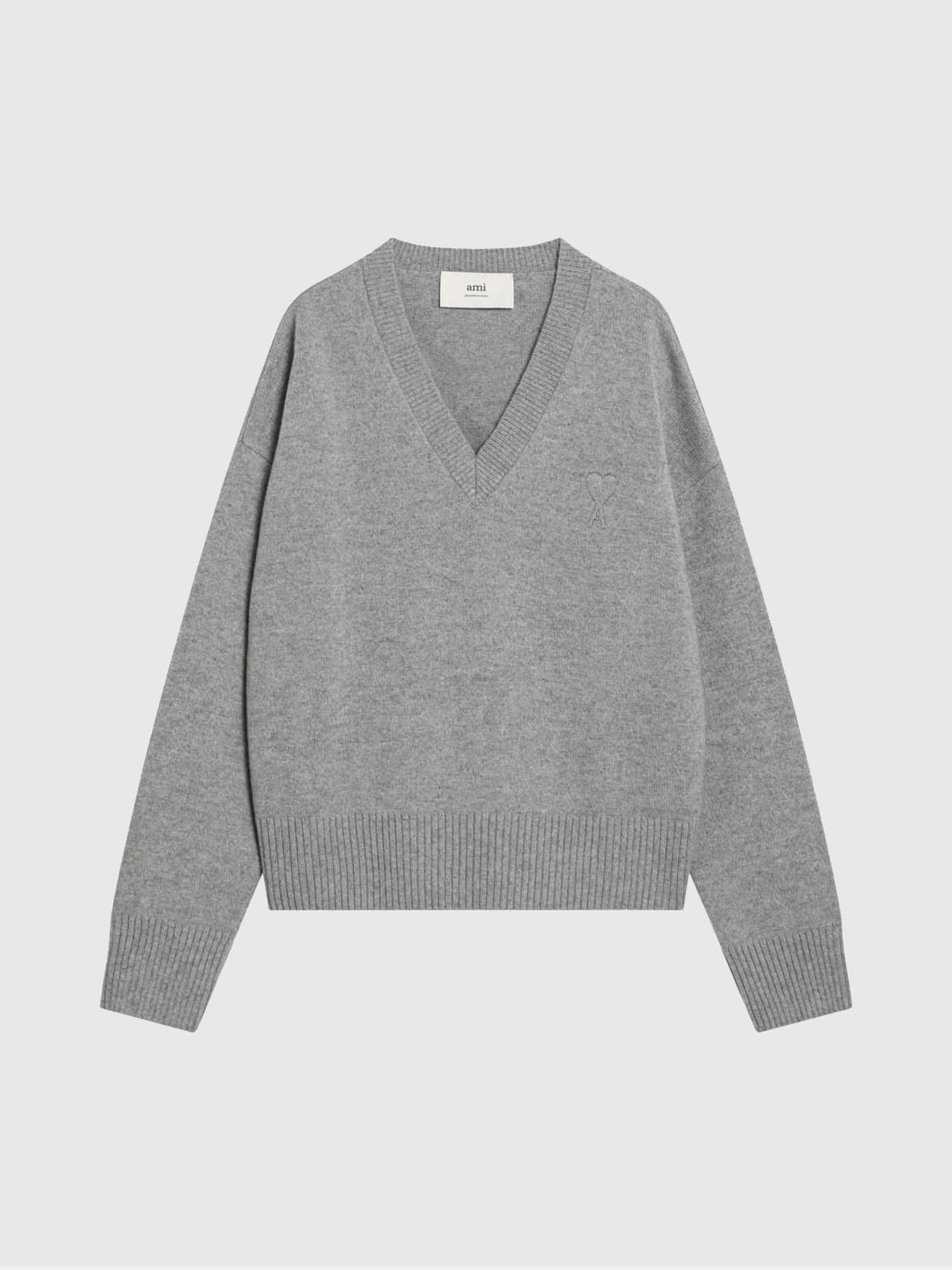AMI PARIS PULL: Pull femme Ami Paris, Gris - Img 1