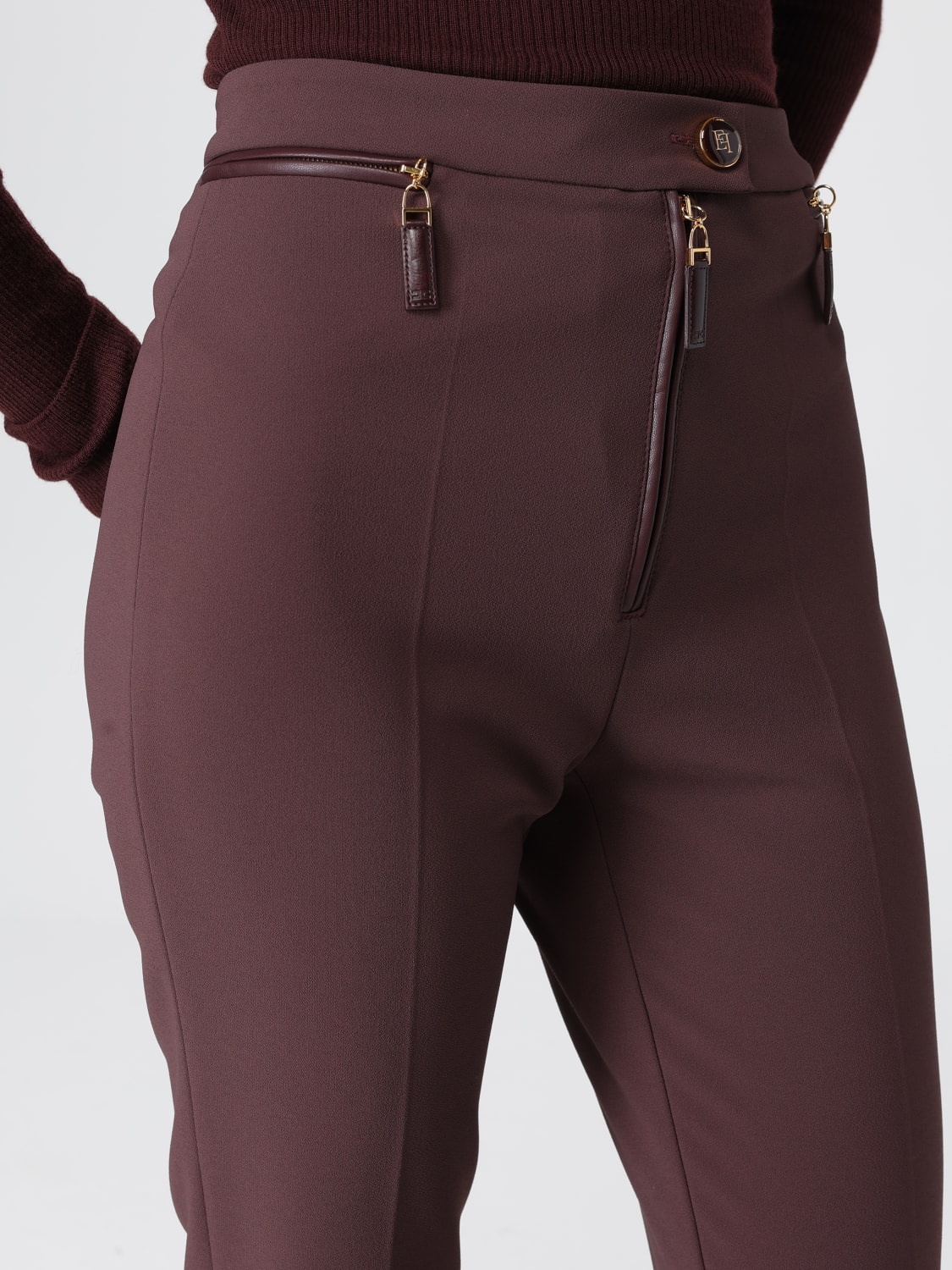 ELISABETTA FRANCHI PANTALONES: Pantalón mujer Elisabetta Franchi, Vino - Img 3