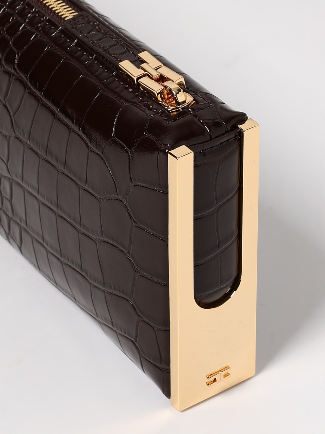 ELISABETTA FRANCHI CLUTCH: Bolso de mano mujer Elisabetta Franchi, Marrón - Img 3