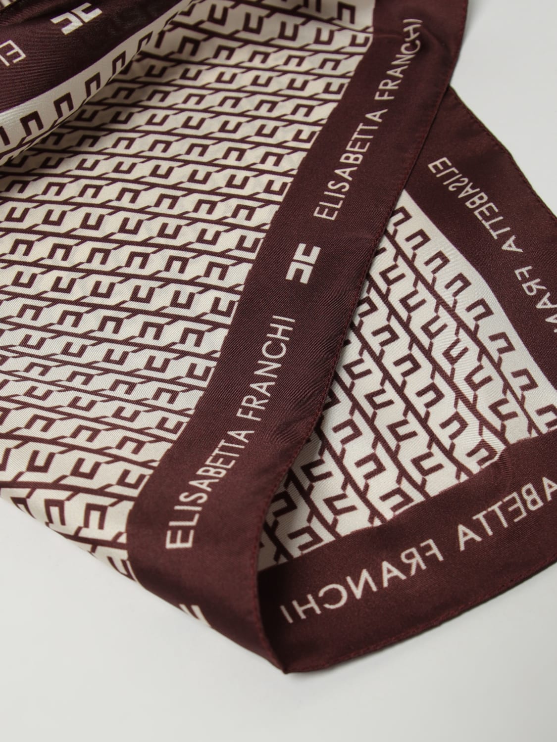 ELISABETTA FRANCHI FOULARD: Foulard Elisabetta Franchi in seta con monogram stampato , Vinaccia - Img 2