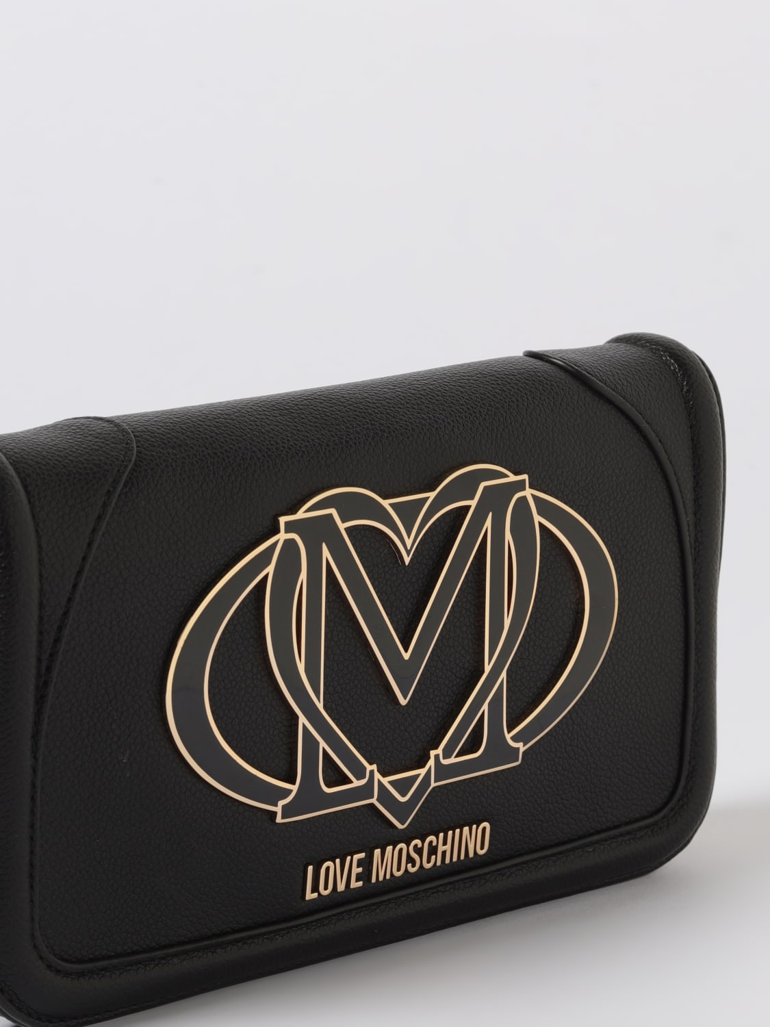 LOVE MOSCHINO BORSA A TRACOLLA: Borsa a tracolla in pelle sintetica con maxi logo Love Moschino, Nero - Img 3