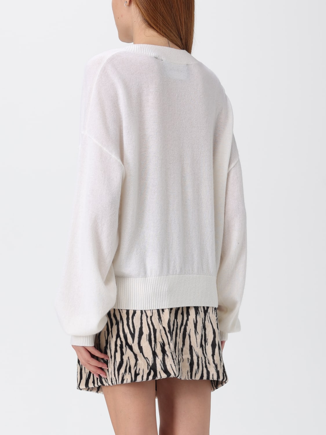 ROTATE MAGLIA: Maglia a v in lana merino Rotate, Bianco - Img 3