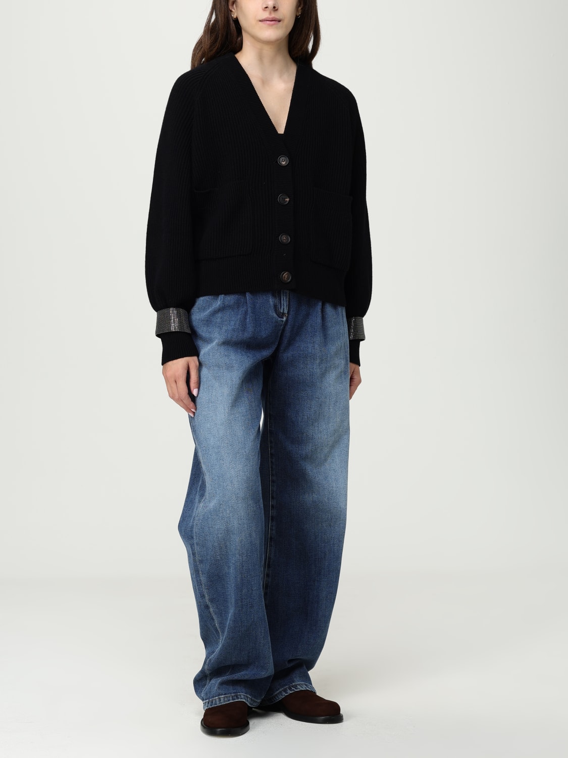 BRUNELLO CUCINELLI PULL: Pull femme Brunello Cucinelli, Noir 1 - Img 2