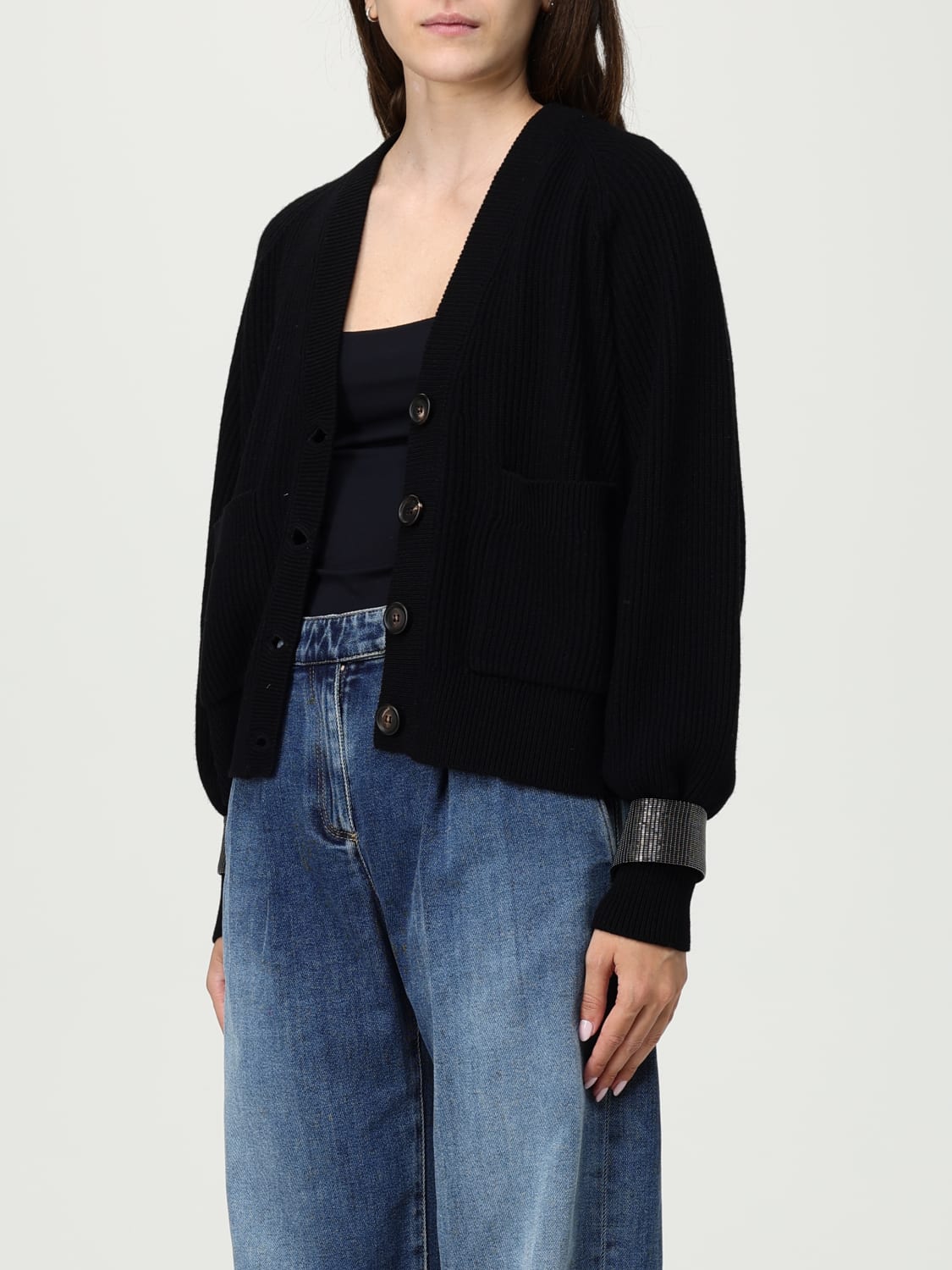 BRUNELLO CUCINELLI PULL: Pull femme Brunello Cucinelli, Noir 1 - Img 4