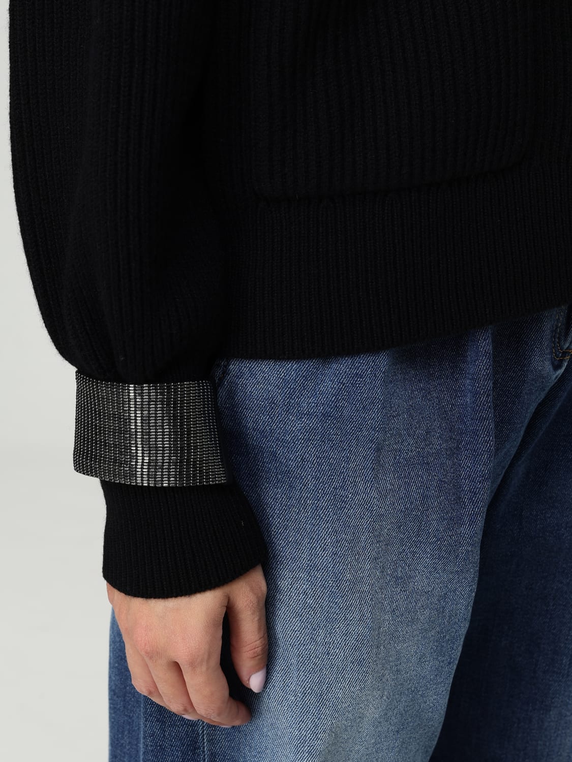 BRUNELLO CUCINELLI PULL: Pull femme Brunello Cucinelli, Noir 1 - Img 5