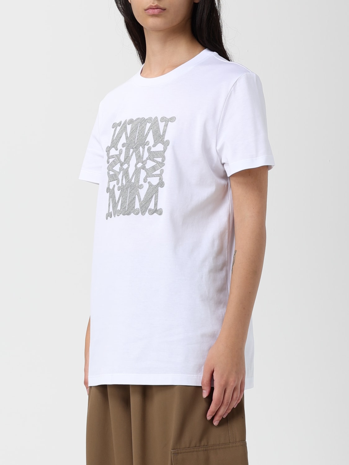 MAX MARA T-SHIRTS: T-shirt Max Mara in cotone con logo , Bianco 1 - Img 4