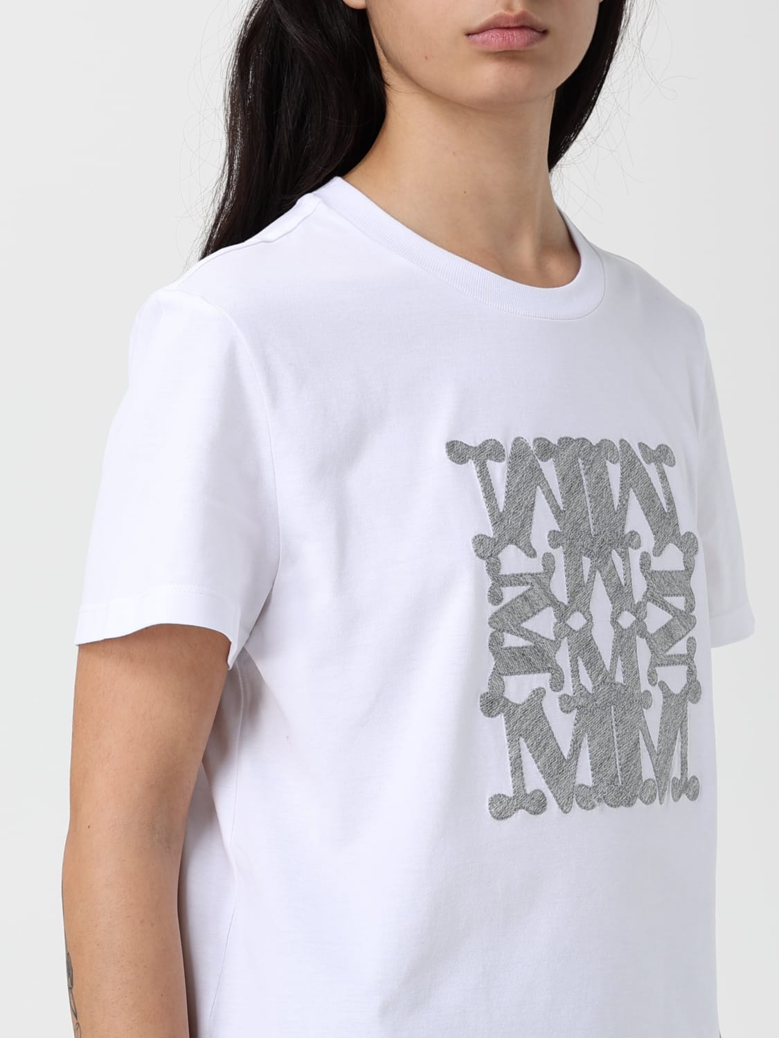 MAX MARA T-SHIRTS: T-shirt Max Mara in cotone con logo , Bianco 1 - Img 5
