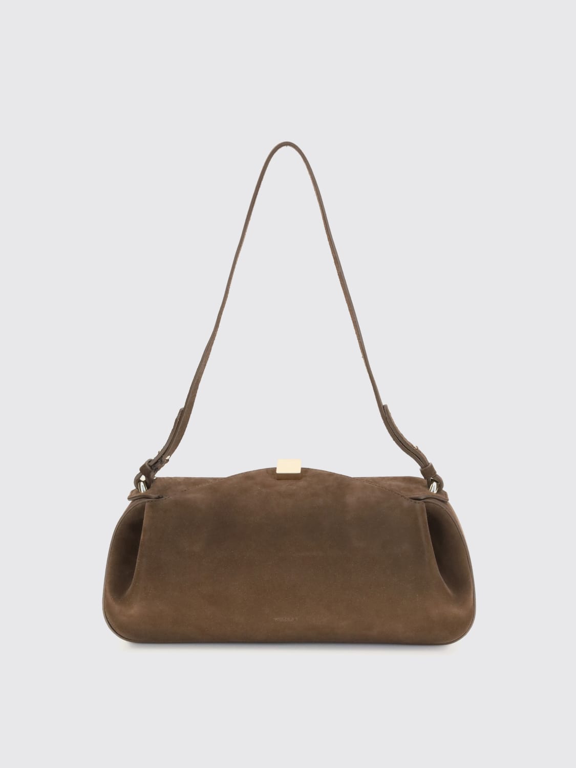 YUZEFI BORSA A SPALLA: Borsa a spalla in pelle di vitello scamosciata Yuzefi, Cacao - Img 1