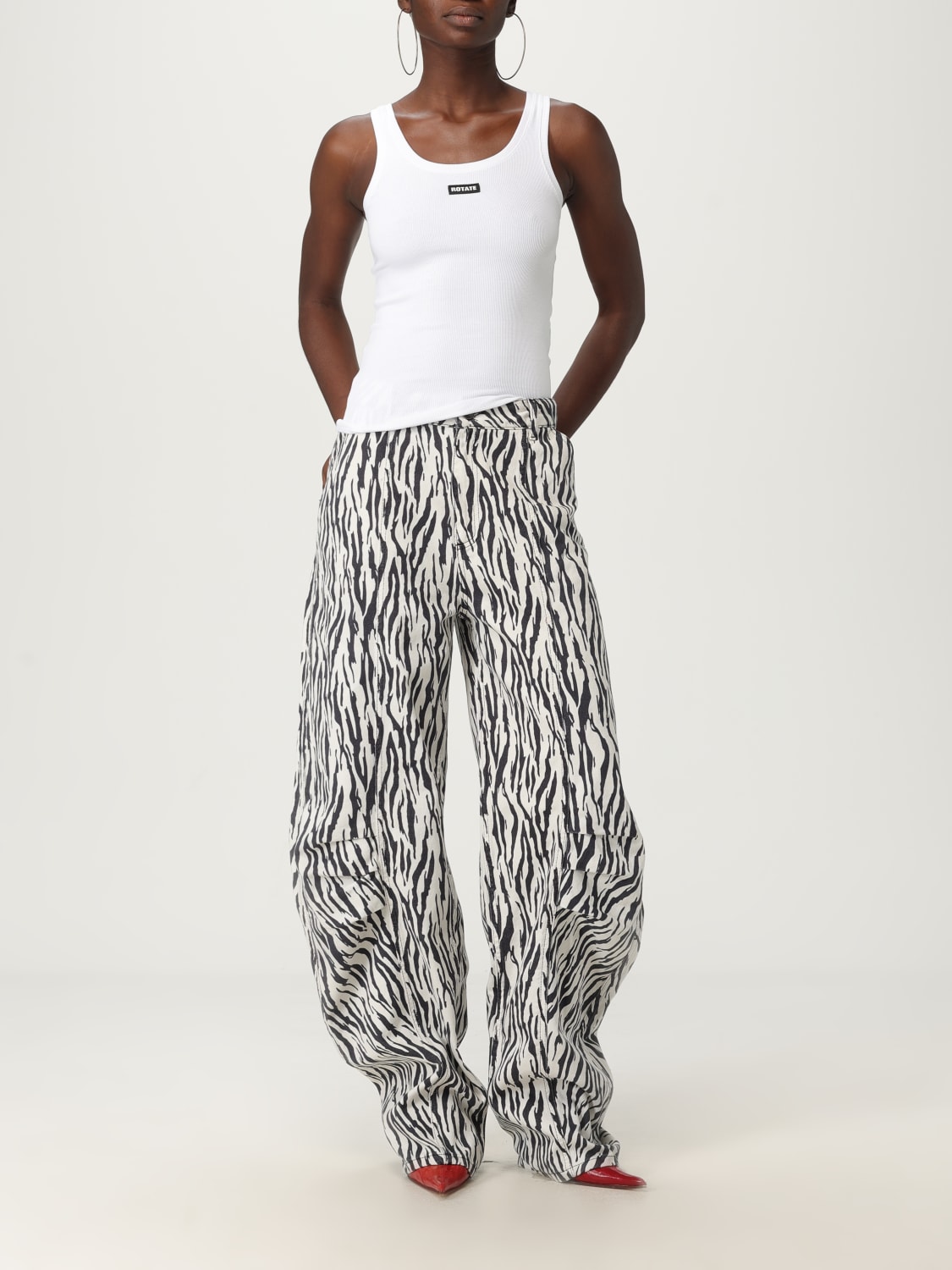 ROTATE PANTALONI: Pantalone baggy Rotate in cotone organico animalier , Fantasia - Img 2