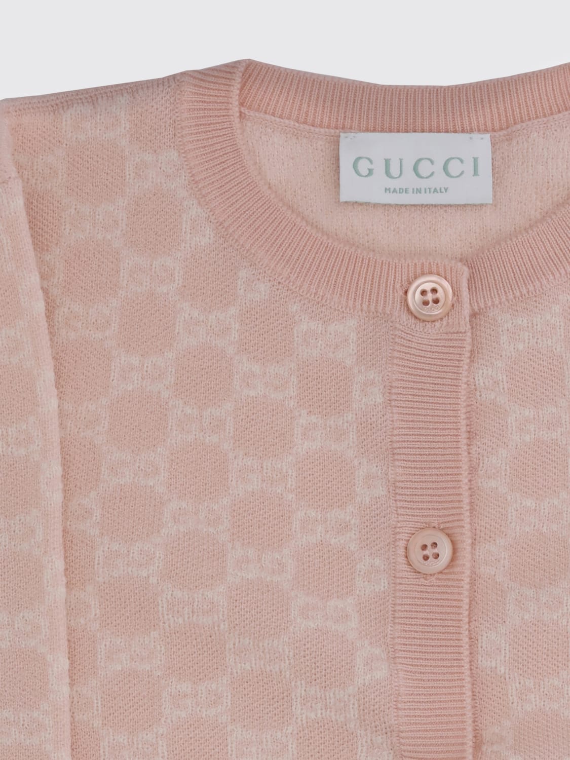 GUCCI MAGLIA: Cardigan in lana GG Gucci, Rosa - Img 3