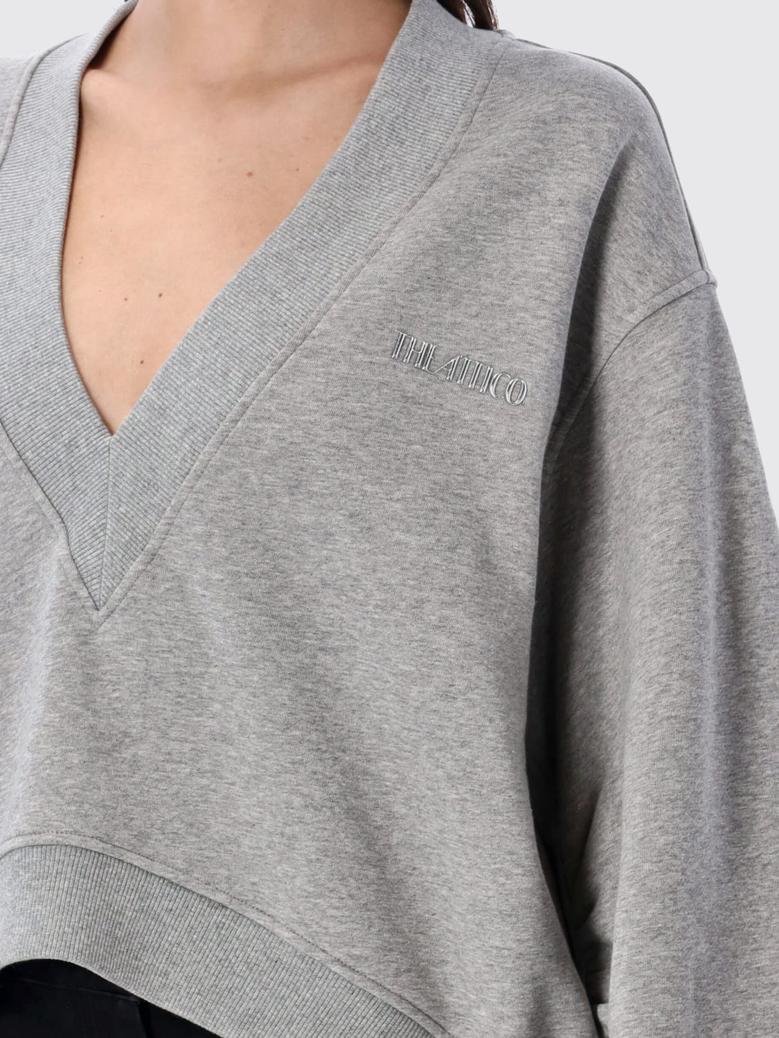 THE ATTICO FELPA: Felpa oversize The Attico in cotone , Grigio - Img 3