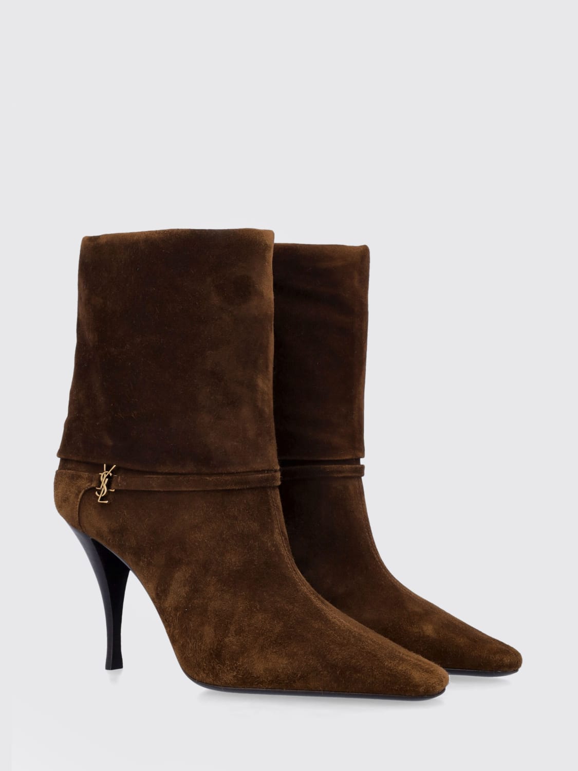 SAINT LAURENT BOTAS: Botines planos mujer Saint Laurent, Marrón - Img 2