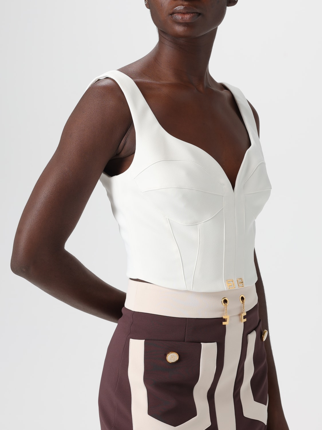 ELISABETTA FRANCHI TOP: Top woman Elisabetta Franchi, Ivory - Img 3