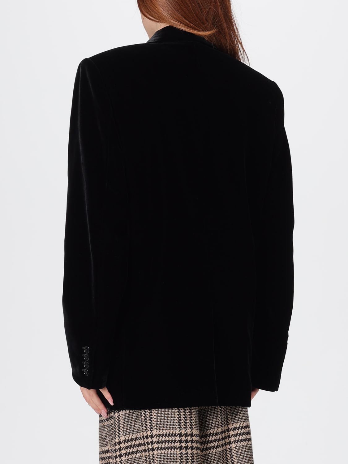 SAINT LAURENT GIACCA: Blazer doppiopetto Saint Laurent in velluto , Nero - Img 3