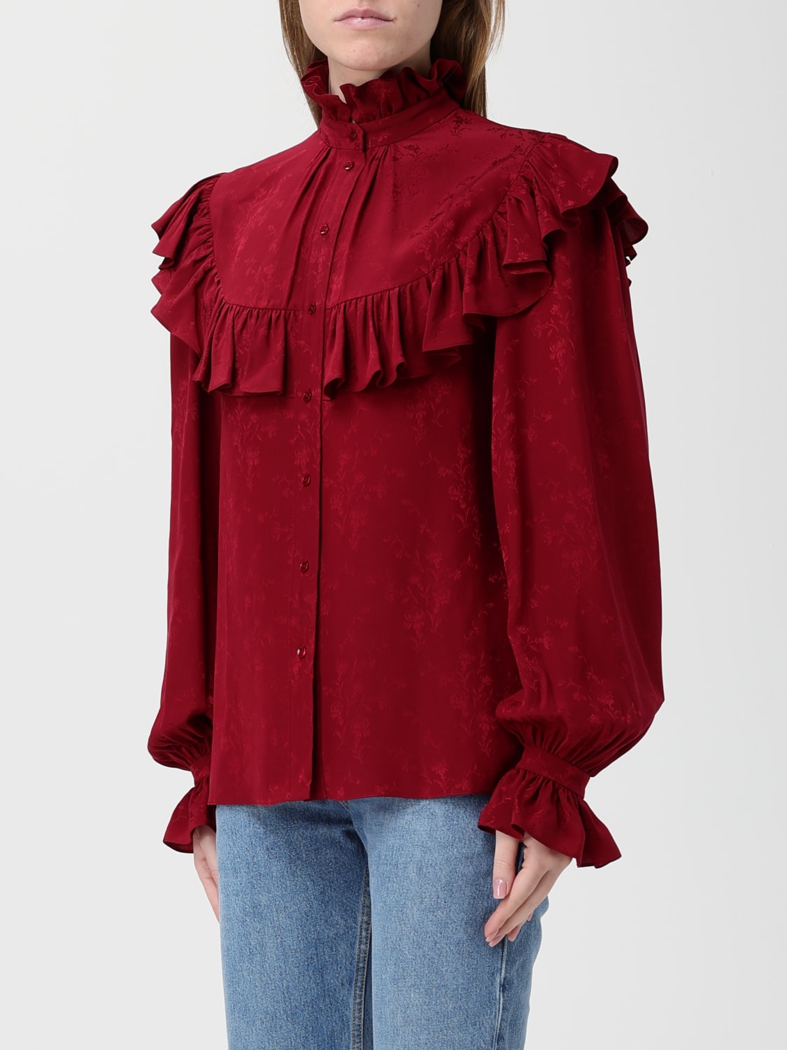 SAINT LAURENT SHIRT: Jacket woman Saint Laurent, Amaranth - Img 4