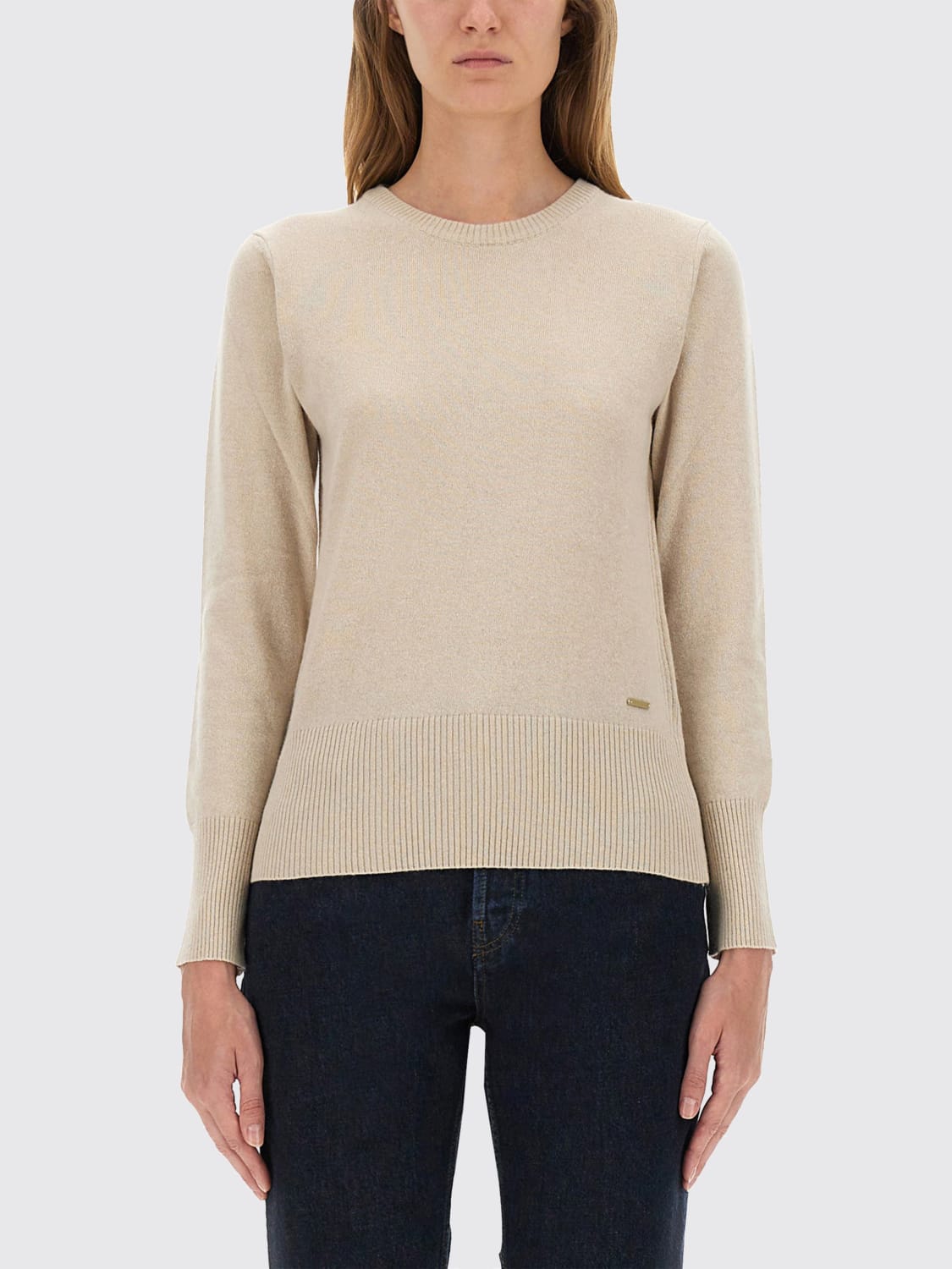 WOOLRICH MAGLIA: Pullover girocollo Woolrich in misto lana e cashmere , Beige - Img 1