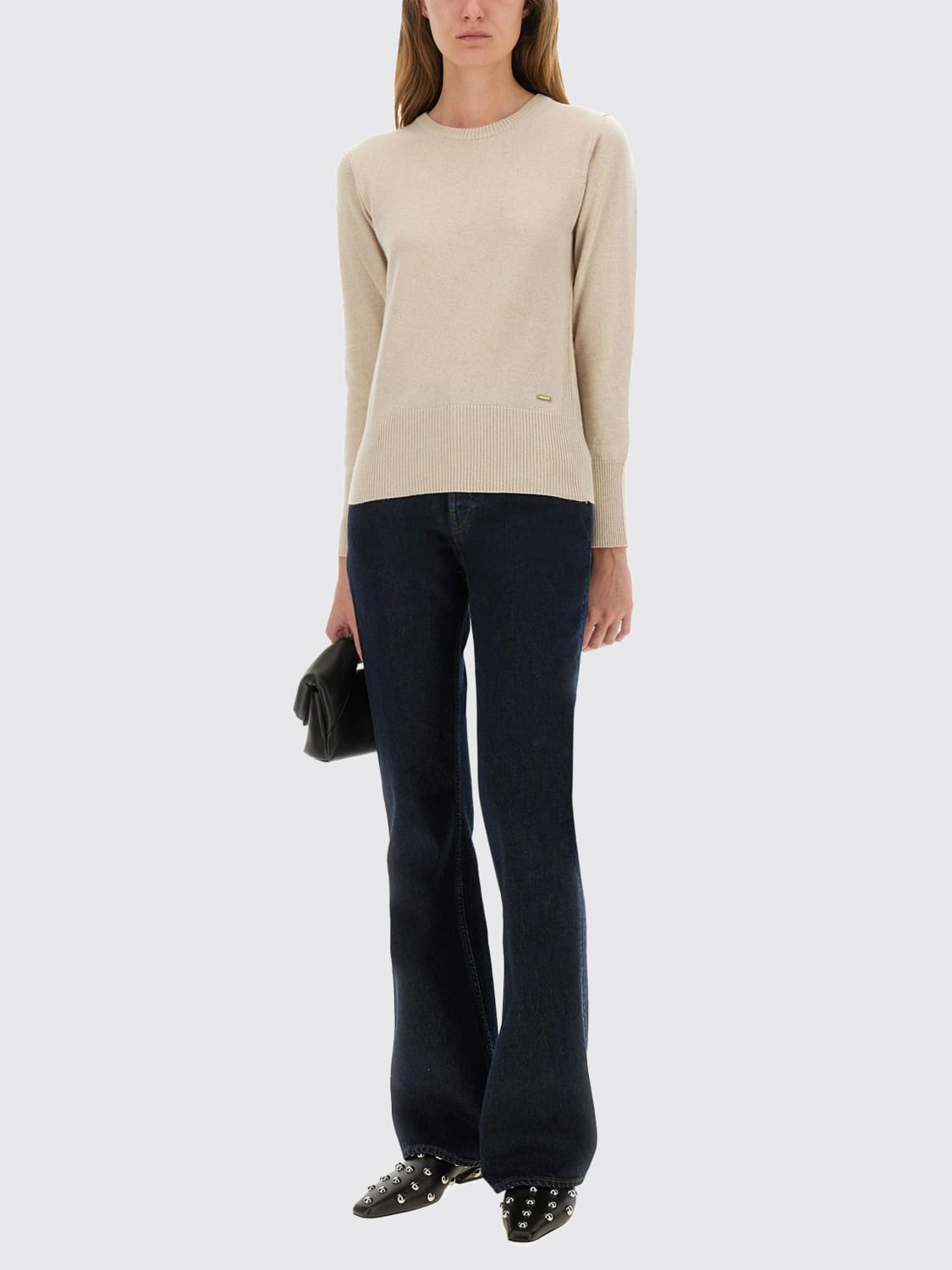 WOOLRICH MAGLIA: Pullover girocollo Woolrich in misto lana e cashmere , Beige - Img 2