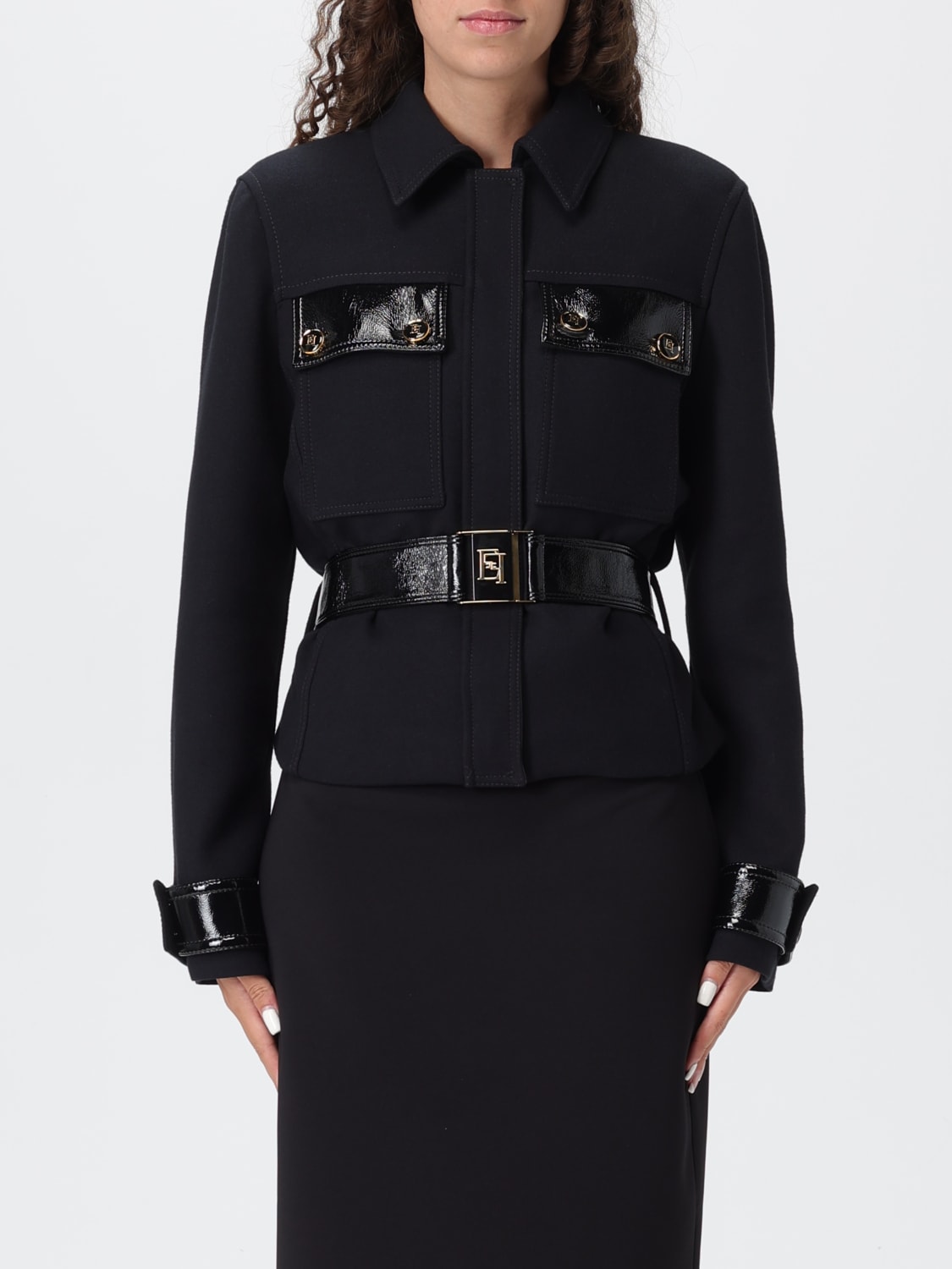 ELISABETTA FRANCHI JACKET: Coat woman Elisabetta Franchi, Black - Img 1