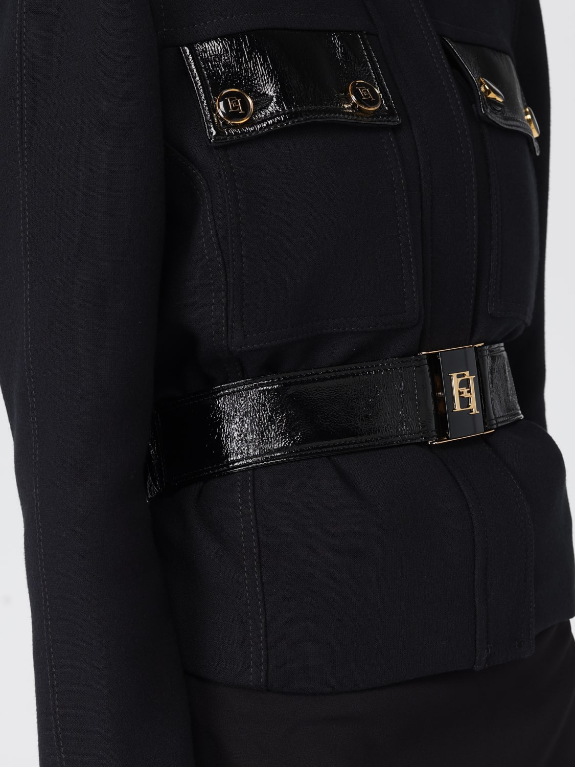 ELISABETTA FRANCHI JACKET: Coat woman Elisabetta Franchi, Black - Img 4