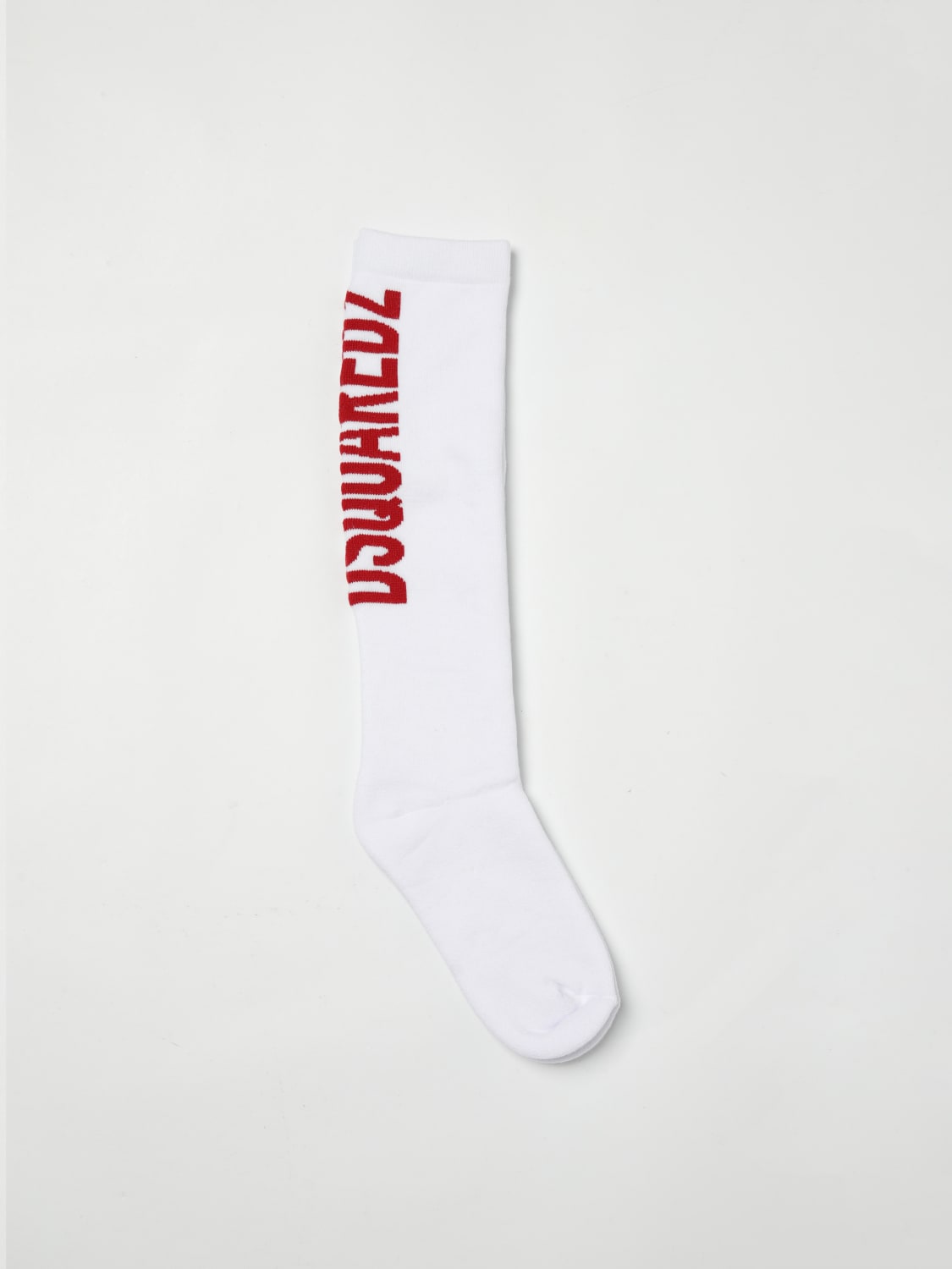 DSQUARED2 CALZE: Calze in cotone con logo DsQuared2, Bianco - Img 1