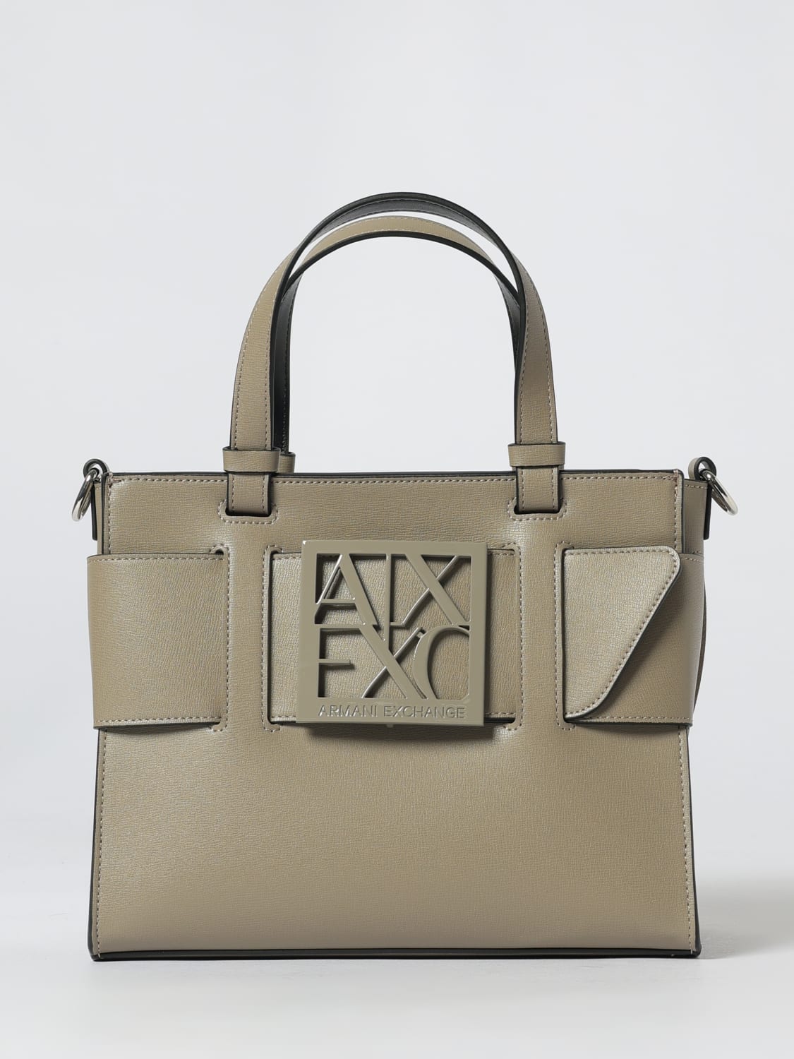 ARMANI EXCHANGE BORSA A MANO: Borsa Armani Exchange in pelle sintetica a grana , Beige - Img 1