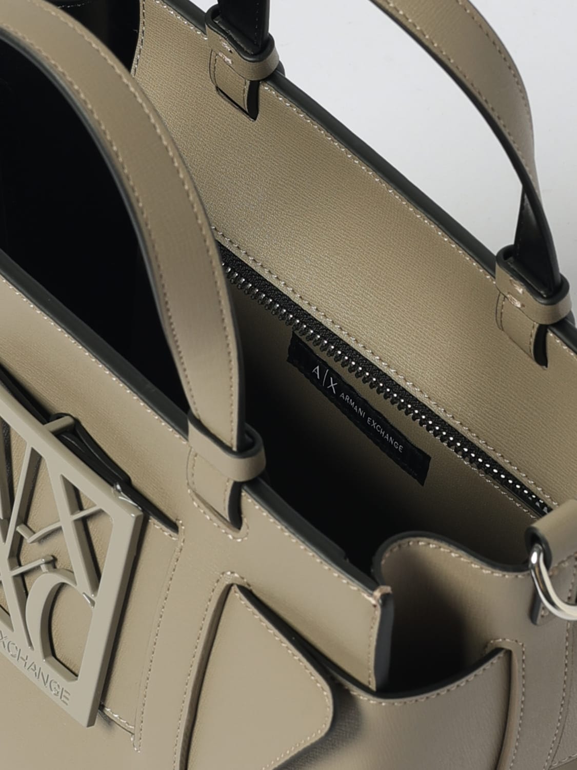 ARMANI EXCHANGE BORSA A MANO: Borsa Armani Exchange in pelle sintetica a grana , Beige - Img 3