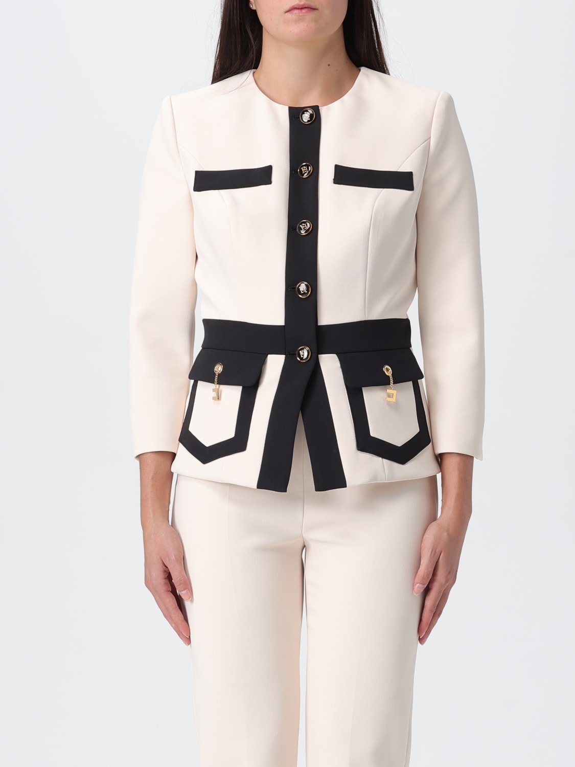 ELISABETTA FRANCHI VESTE: Blazer femme Elisabetta Franchi, Lait - Img 1