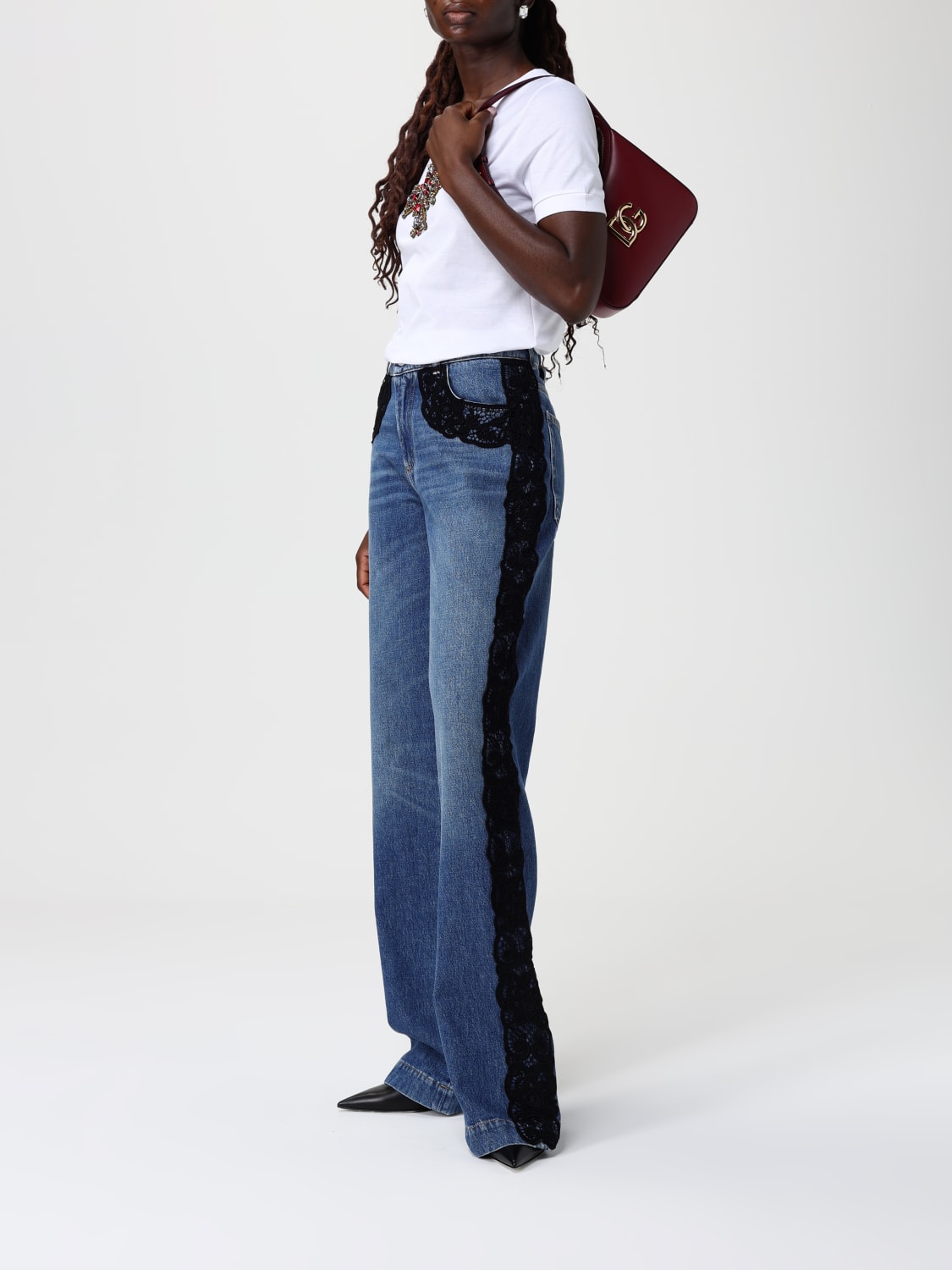 DOLCE & GABBANA JEANS: Jeans Dolce & Gabbana in denim di cotone con inserti, Blue - Img 2