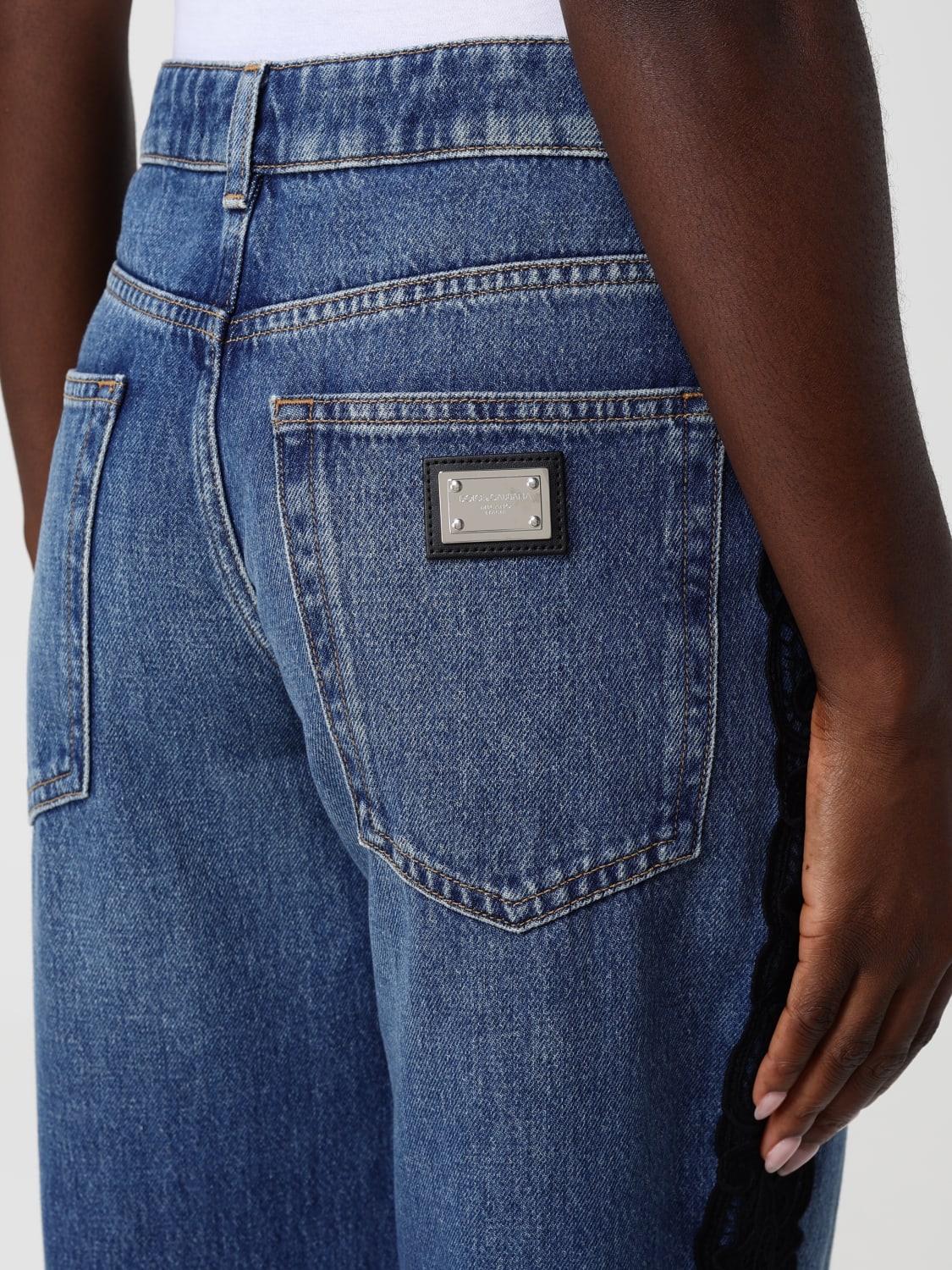 DOLCE & GABBANA JEANS: Jeans Dolce & Gabbana in denim di cotone con inserti, Blue - Img 5