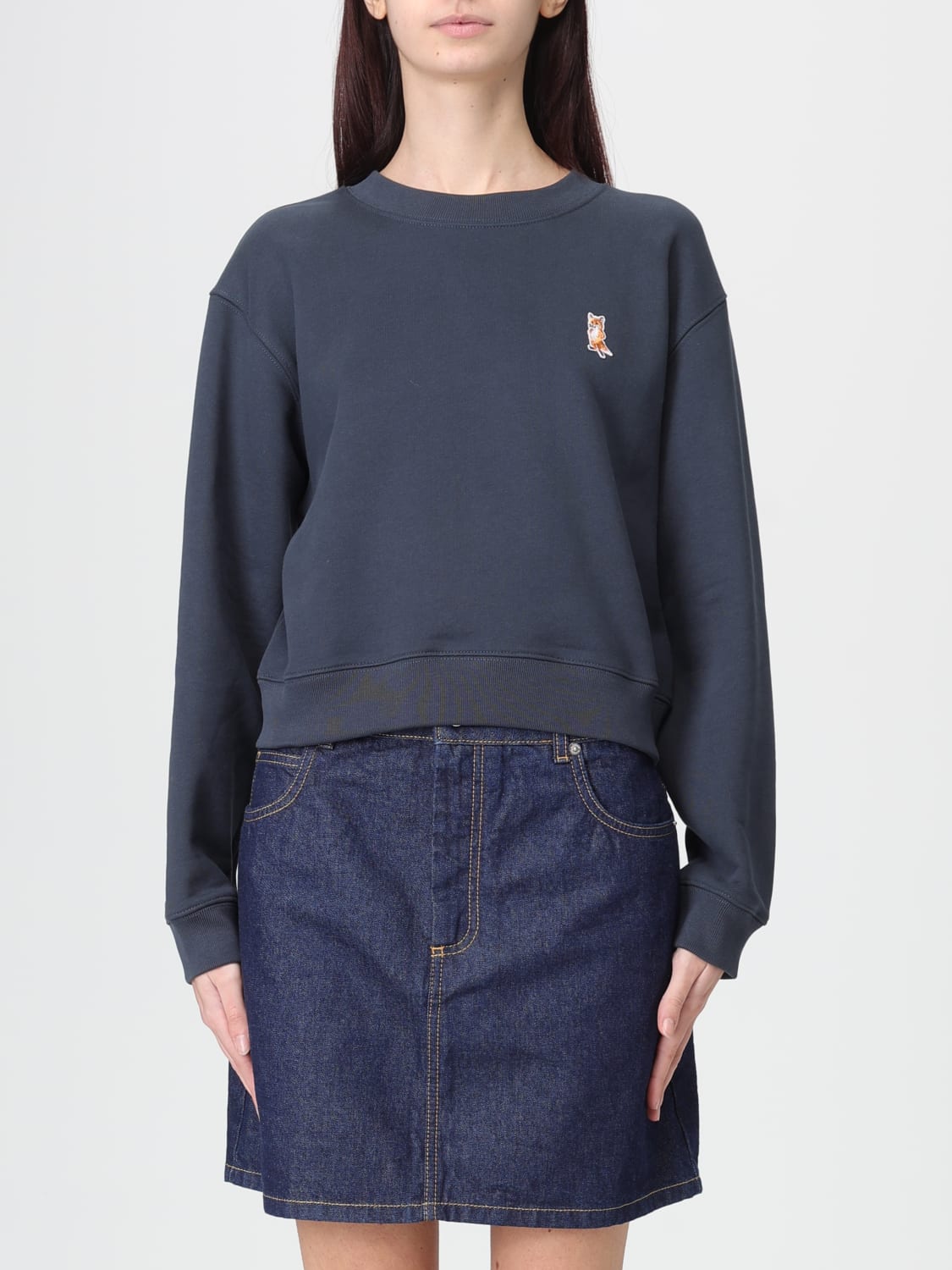 MAISON KITSUNÉ SWEATSHIRT: Sweater woman Maison KitsunÉ, Blue - Img 1