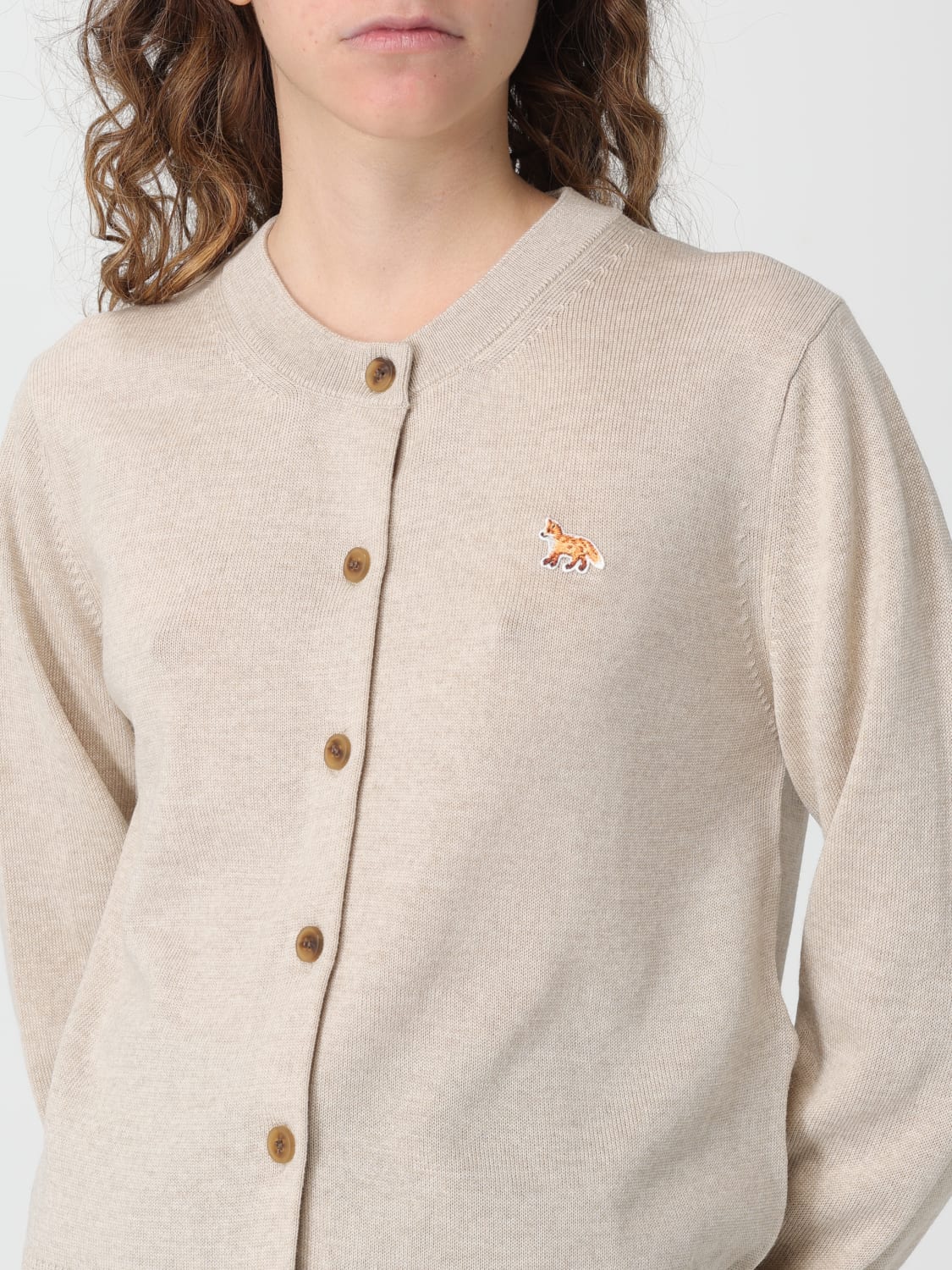 MAISON KITSUNÉ PULLOVER: Strickjacke damen Maison KitsunÉ, Beige - Img 3