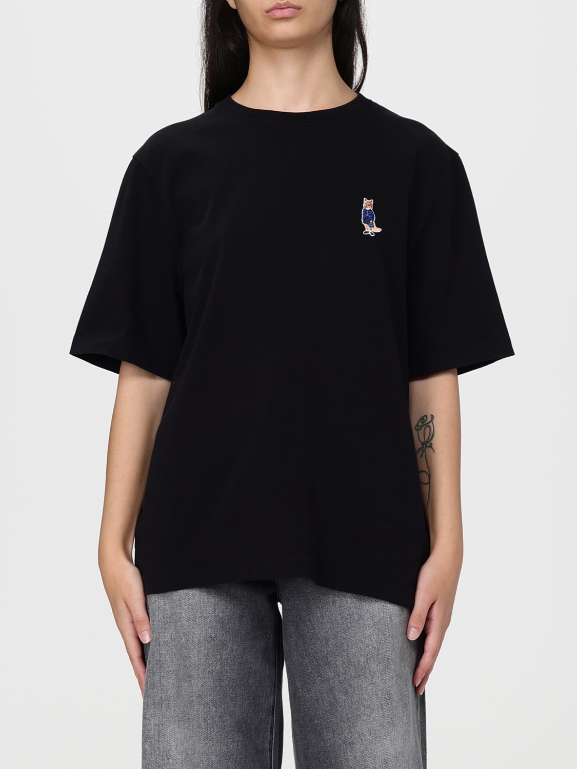 MAISON KITSUNÉ T-SHIRT: T-shirt woman Maison KitsunÉ, Black - Img 1