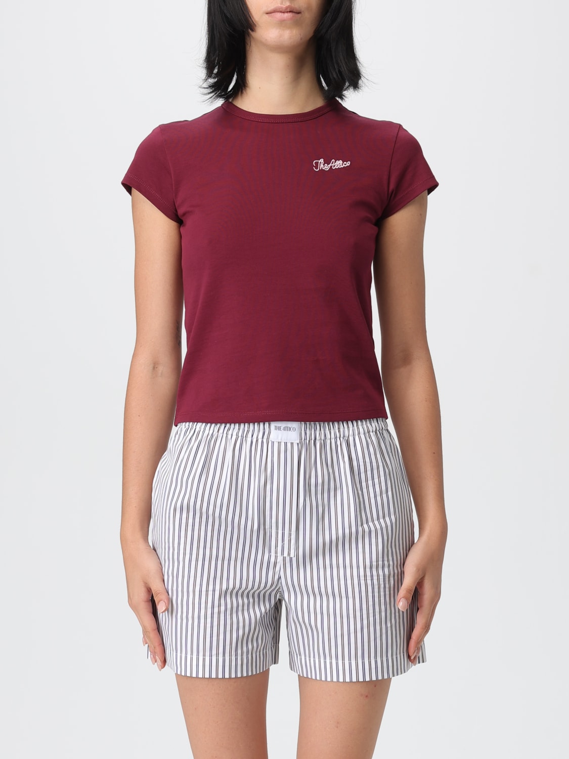 THE ATTICO T-SHIRT: T-shirt woman The Attico, Burgundy - Img 1