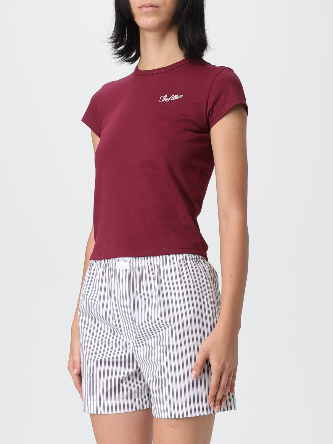 THE ATTICO T-SHIRT: T-shirt woman The Attico, Burgundy - Img 4