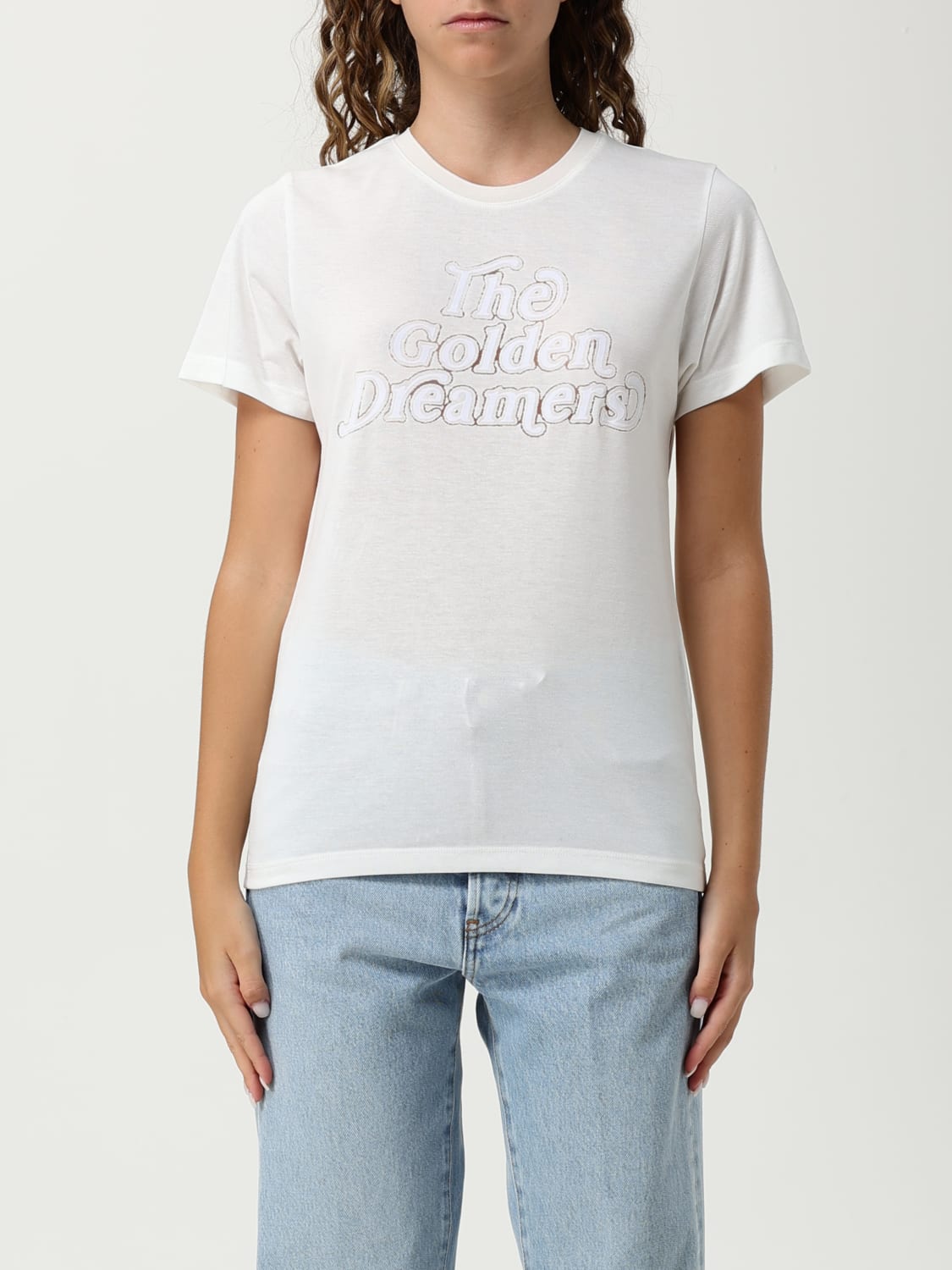 GOLDEN GOOSE T-SHIRTS: T-shirt in cotone con logo Golden Goose in jersey, Bianco - Img 1