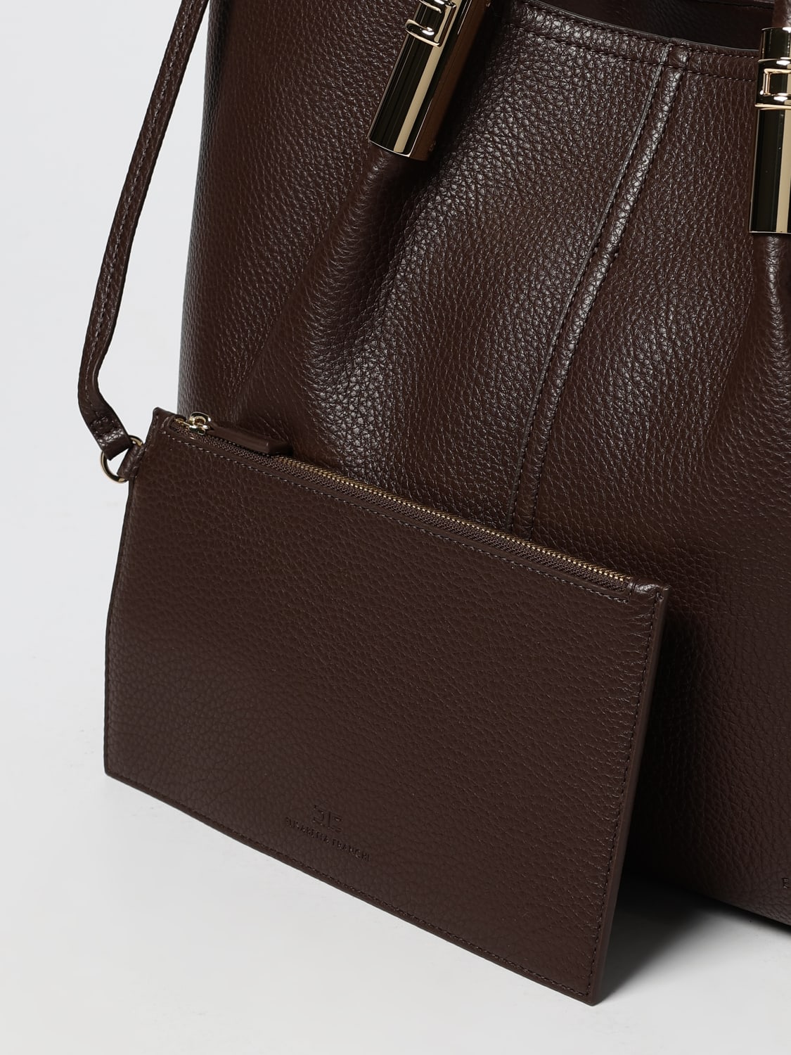 ELISABETTA FRANCHI BORSA A SPALLA: Borsa Elisabetta Franchi in pelle sintetica a grana, Marrone - Img 3