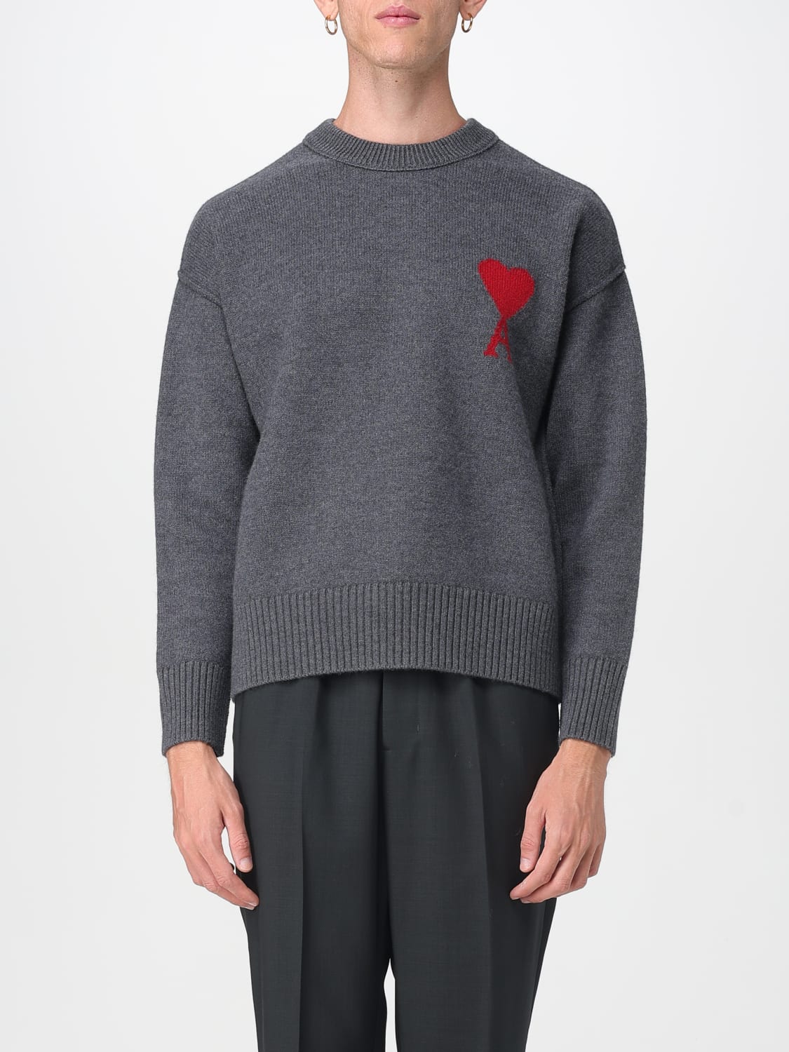 AMI PARIS SWEATER: Sweater men Ami Paris, Grey - Img 1