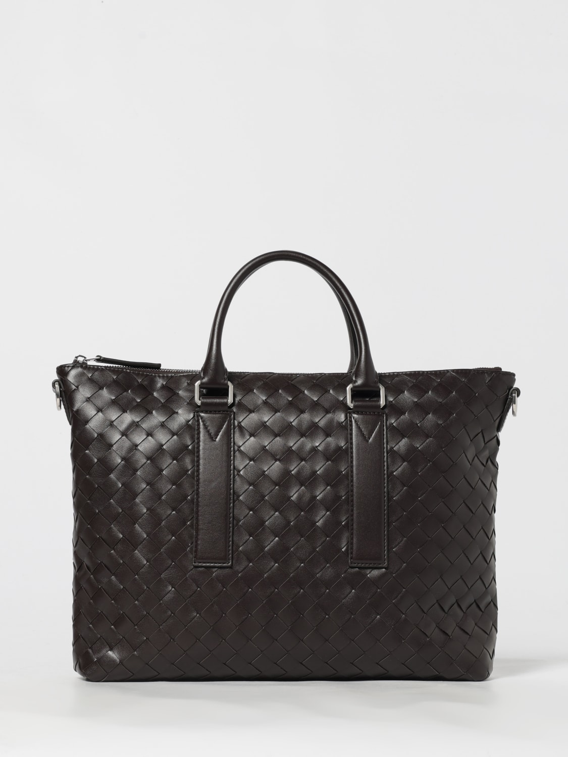 BOTTEGA VENETA BORSA: Borsa Business Intrecciato Soft Bottega Veneta in pelle intrecciata , Marrone - Img 1