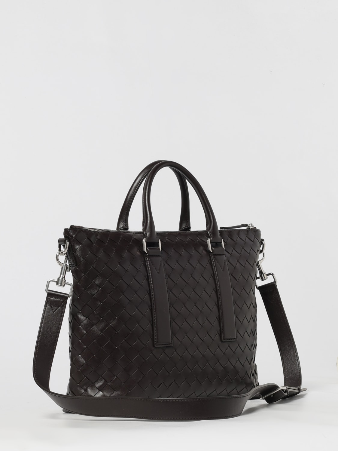 BOTTEGA VENETA BORSA: Borsa Business Intrecciato Soft Bottega Veneta in pelle intrecciata , Marrone - Img 3