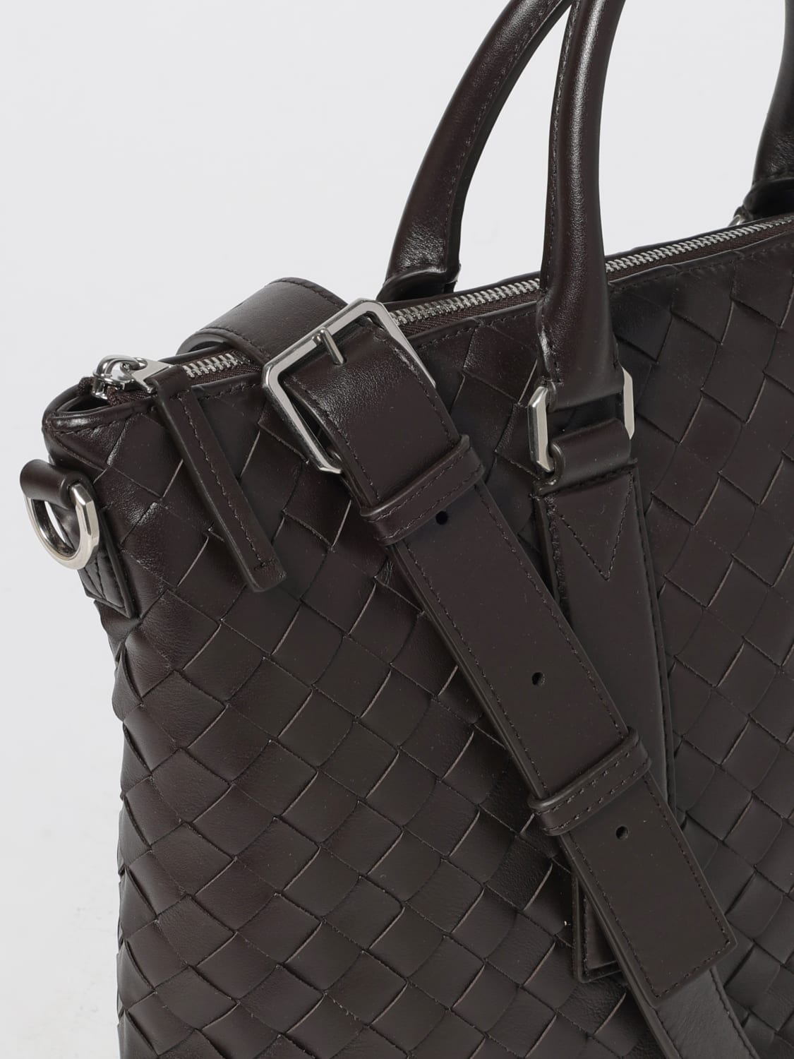 BOTTEGA VENETA BORSA: Borsa Business Intrecciato Soft Bottega Veneta in pelle intrecciata , Marrone - Img 4