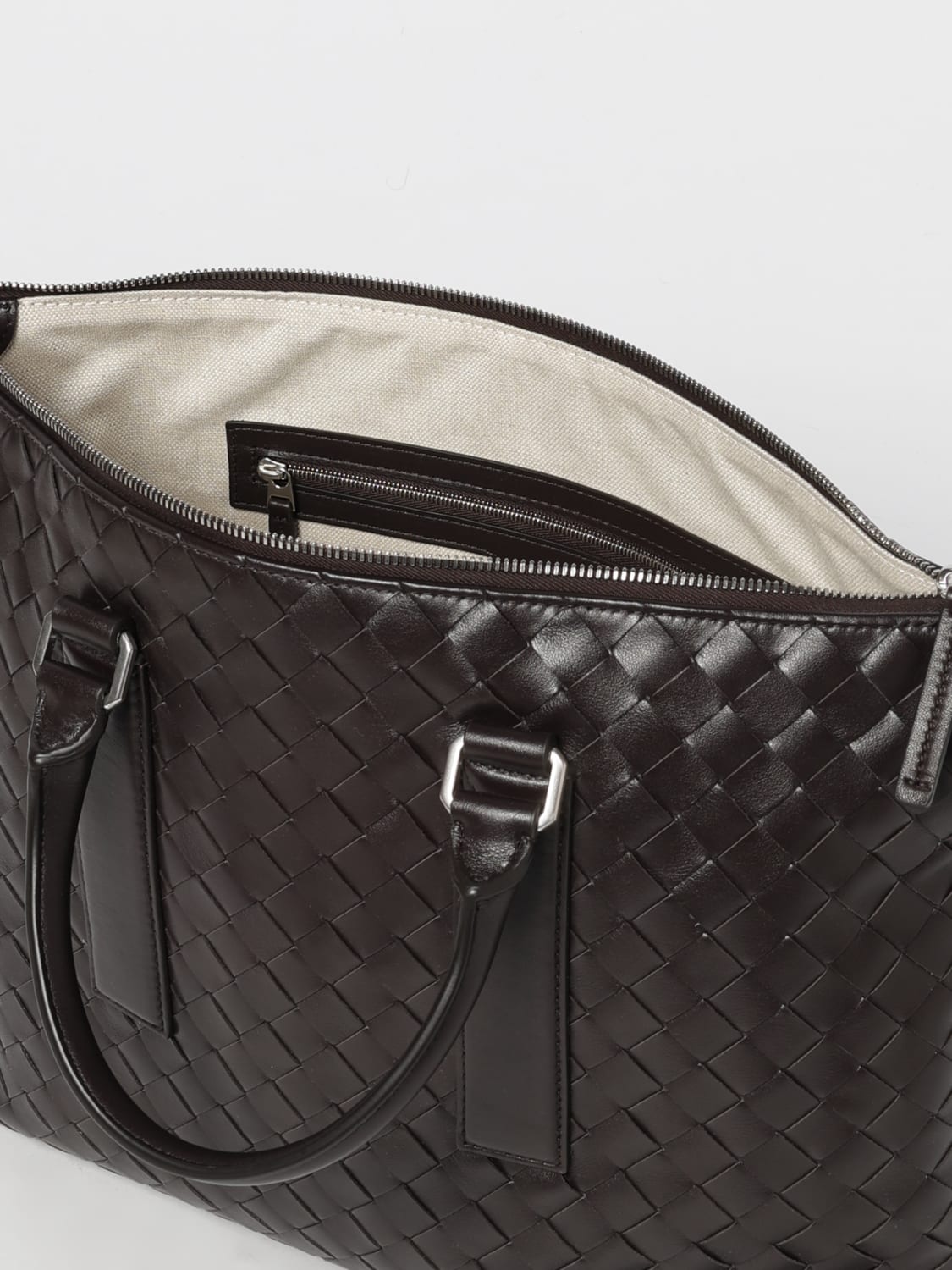 BOTTEGA VENETA BORSA: Borsa Business Intrecciato Soft Bottega Veneta in pelle intrecciata , Marrone - Img 5