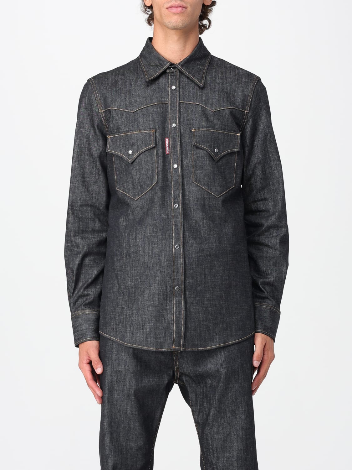 DSQUARED2 外套: 衬衫 男士 Dsquared2, 黑色 - Img 1