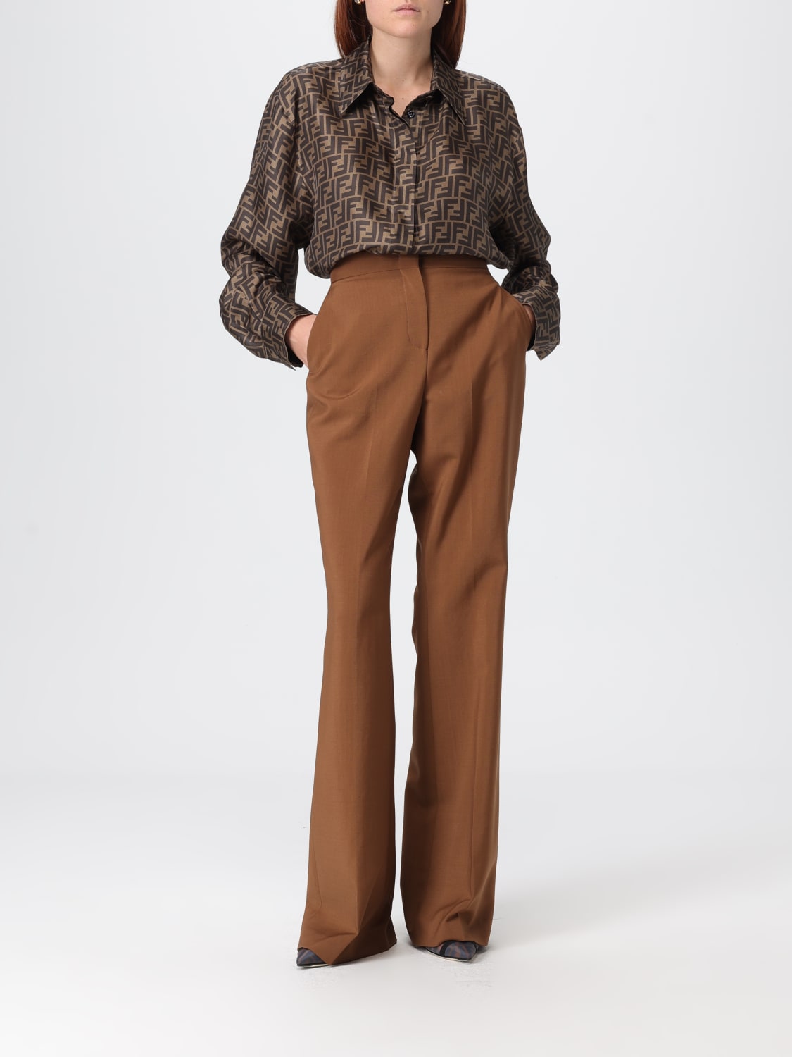 FENDI PANTALON: Pantalon femme Fendi, Marron - Img 2