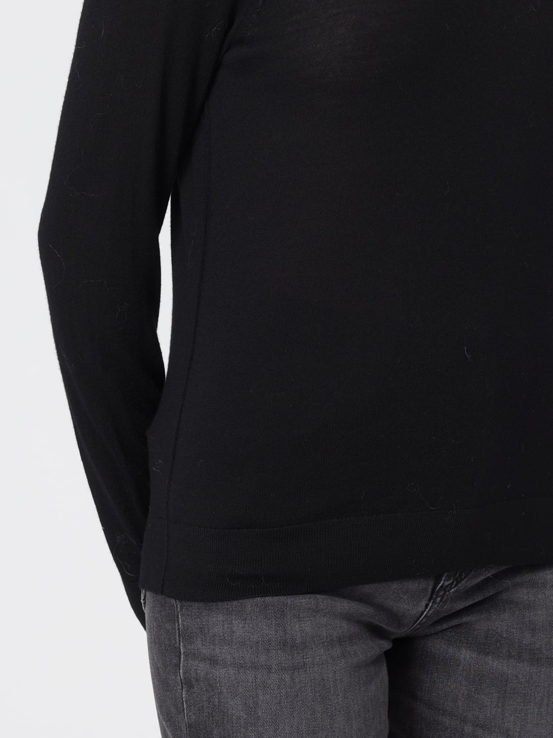 BOSS MAGLIA: Maglia a girocollo in lana vergine Boss, Nero - Img 3