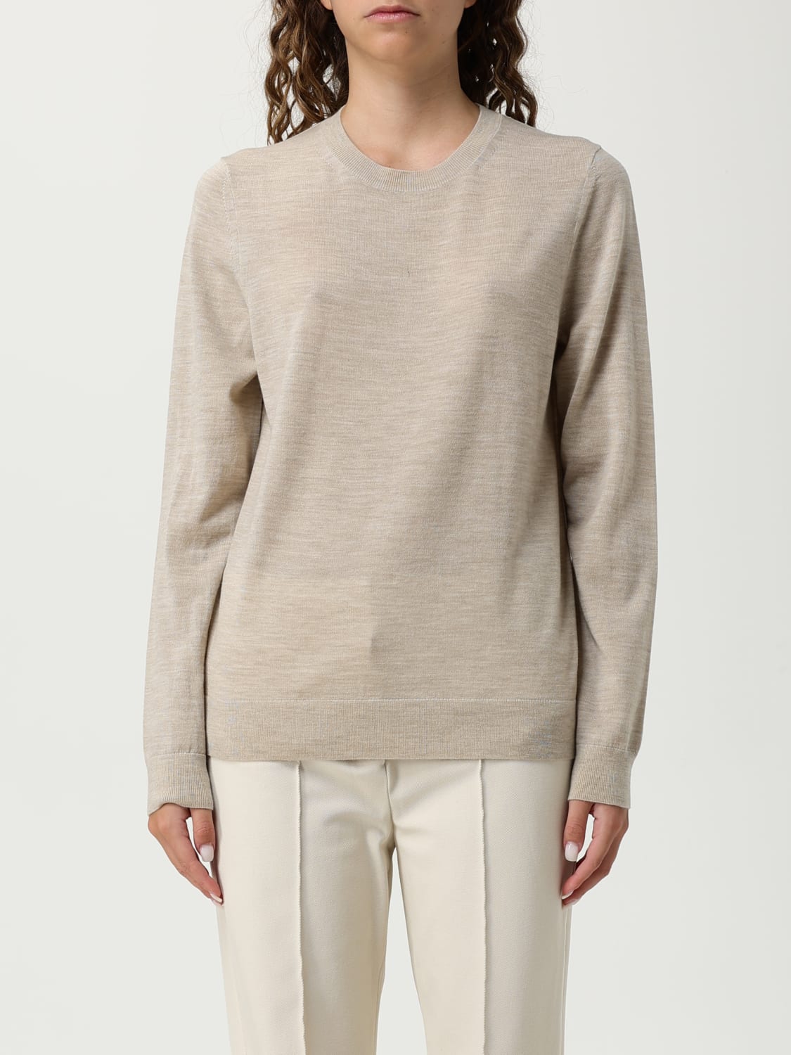 BOSS MAGLIA: Maglia a girocollo in lana vergine Boss, Beige - Img 1