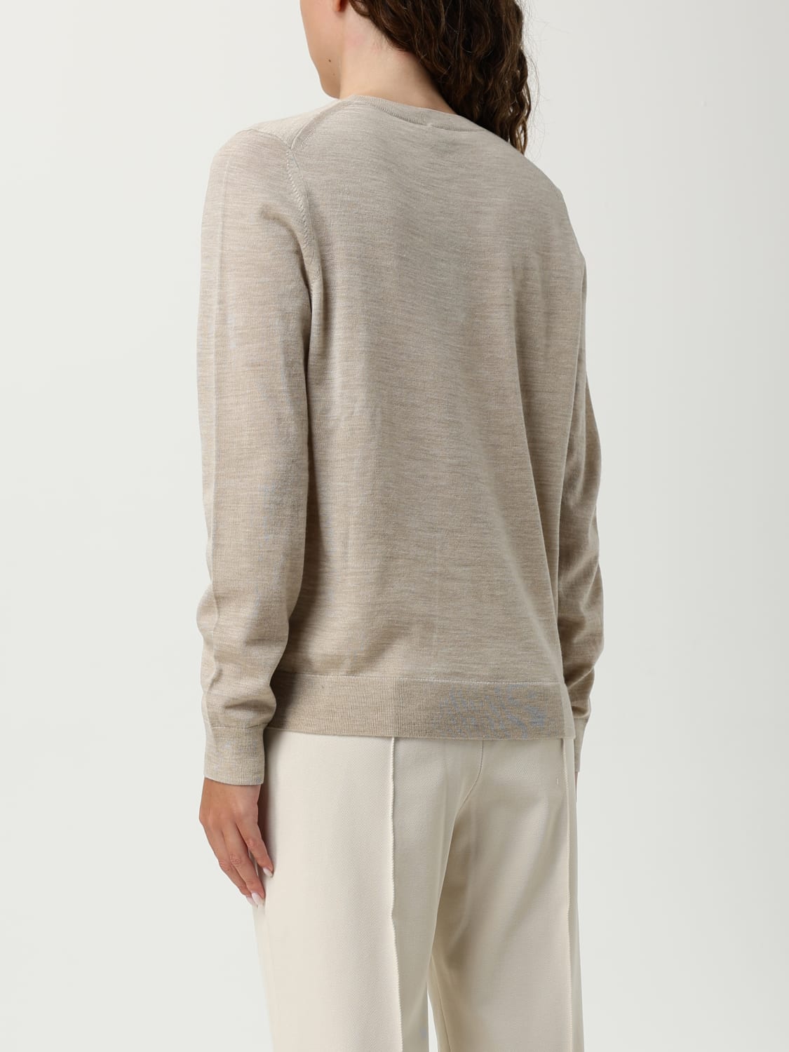 BOSS MAGLIA: Maglia a girocollo in lana vergine Boss, Beige - Img 2