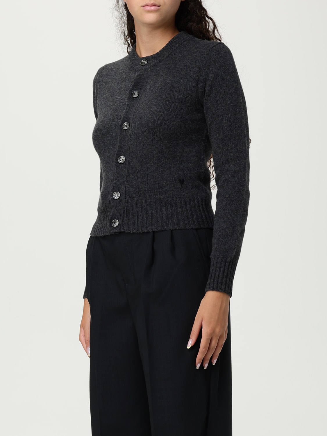 AMI PARIS JERSEY: Cárdigan mujer Ami Paris, Gris - Img 4