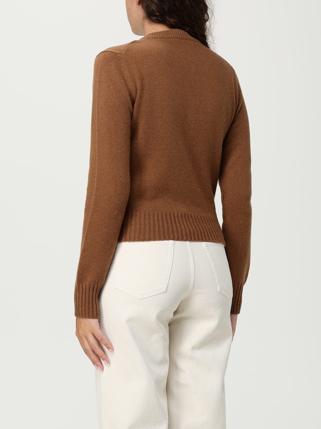 AMI PARIS MAGLIA: Cardigan casual Ami Paris in lana e cashmere, Marrone - Img 2