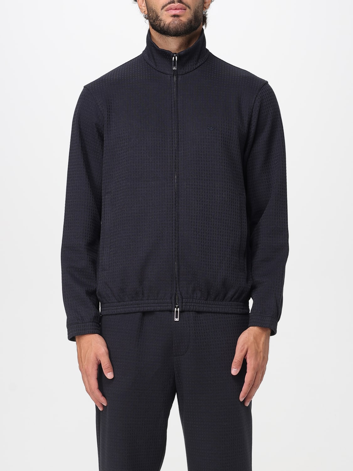 EMPORIO ARMANI FELPA: Felpa basic Emporio Armani in misto cotone , Blue - Img 1